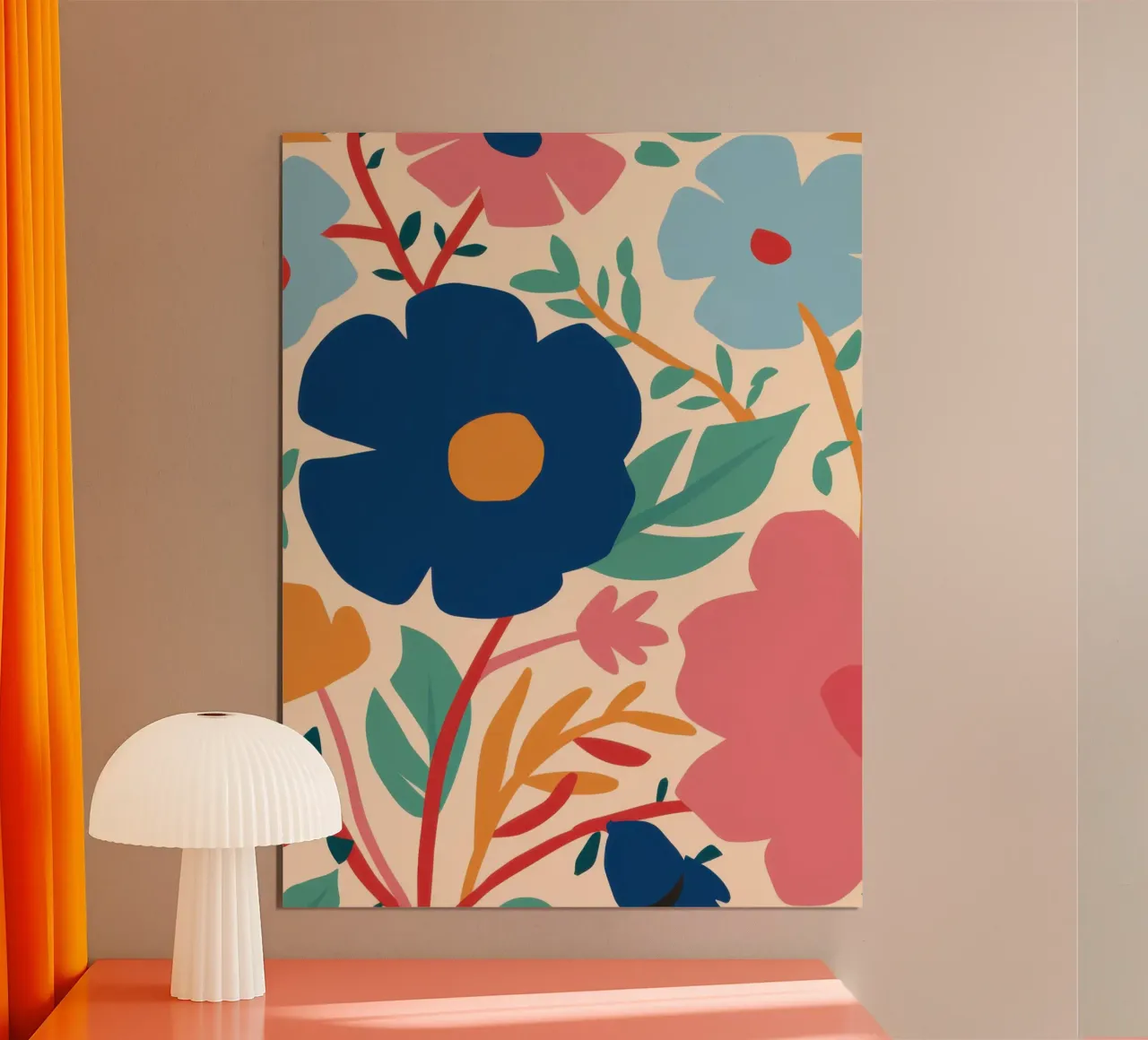 Fiore blu semplice poster con telaio in plastica da Lyra Glaze