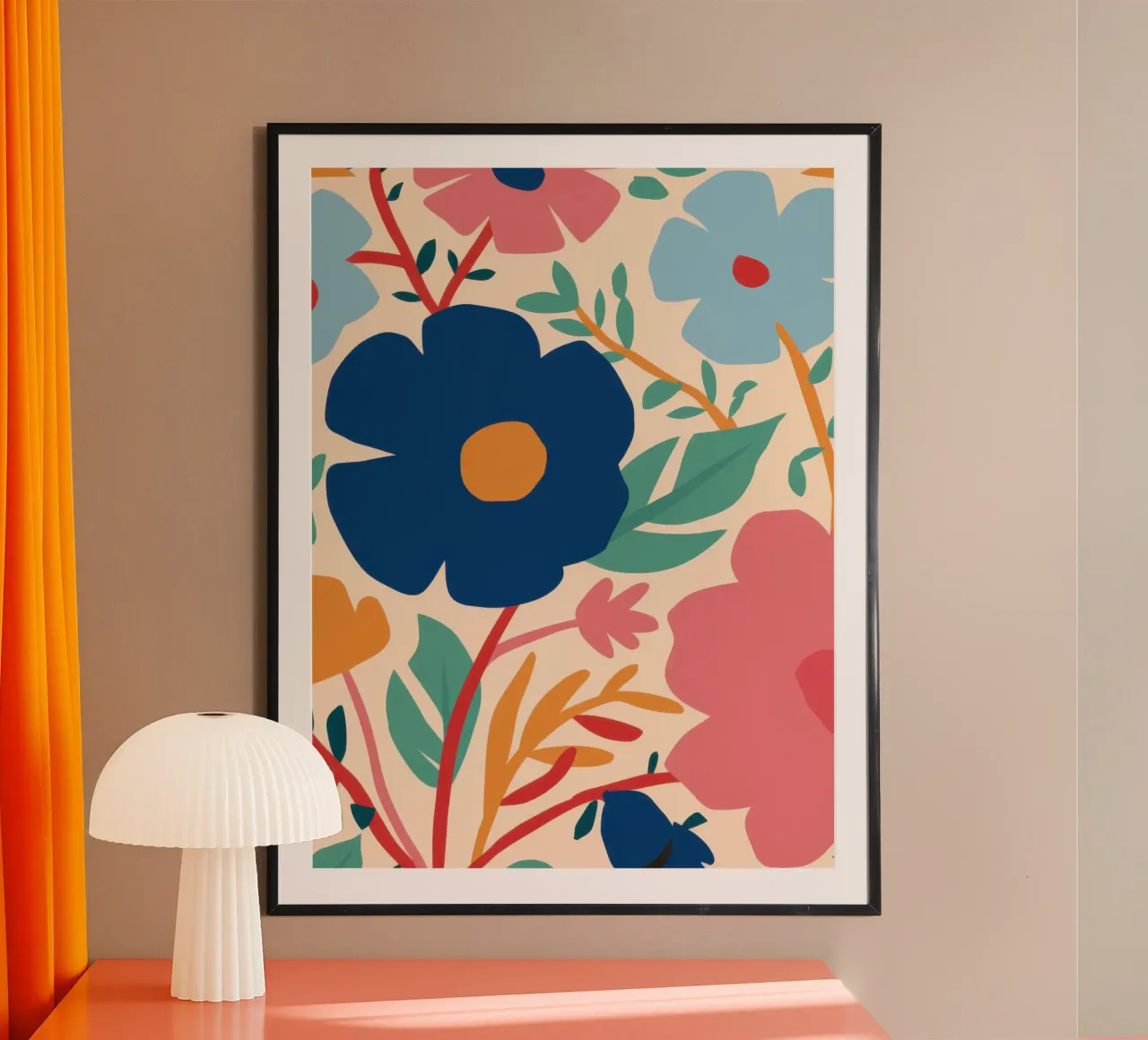 Fiore blu semplice poster con telaio in plastica da Lyra Glaze