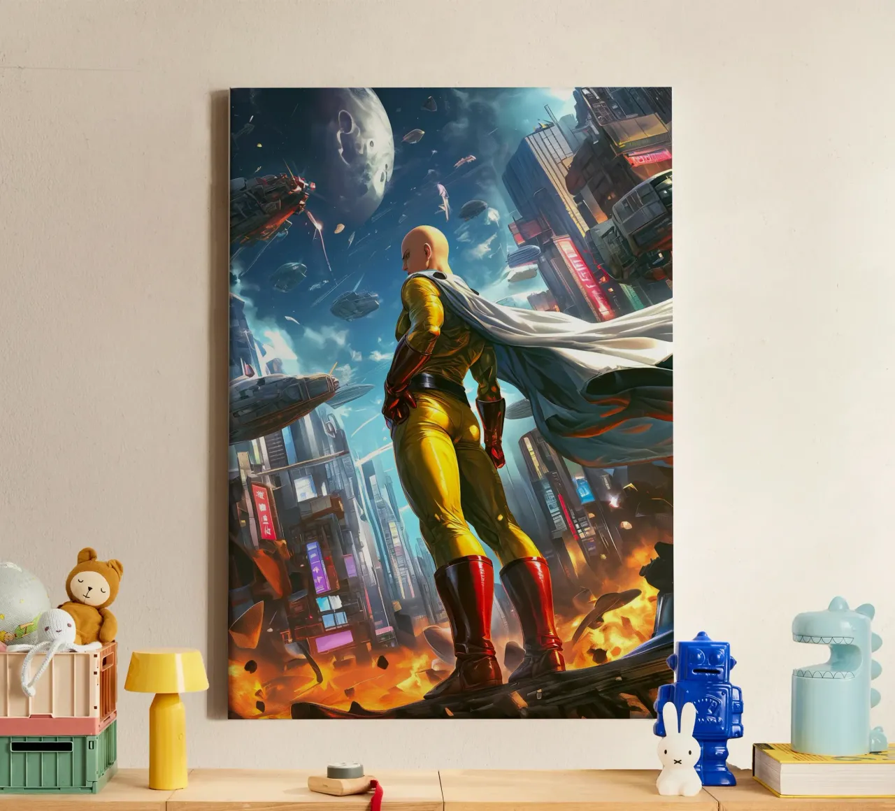 Saitama One Punch Man tela con Cornice a cassetta da Stellar Creative