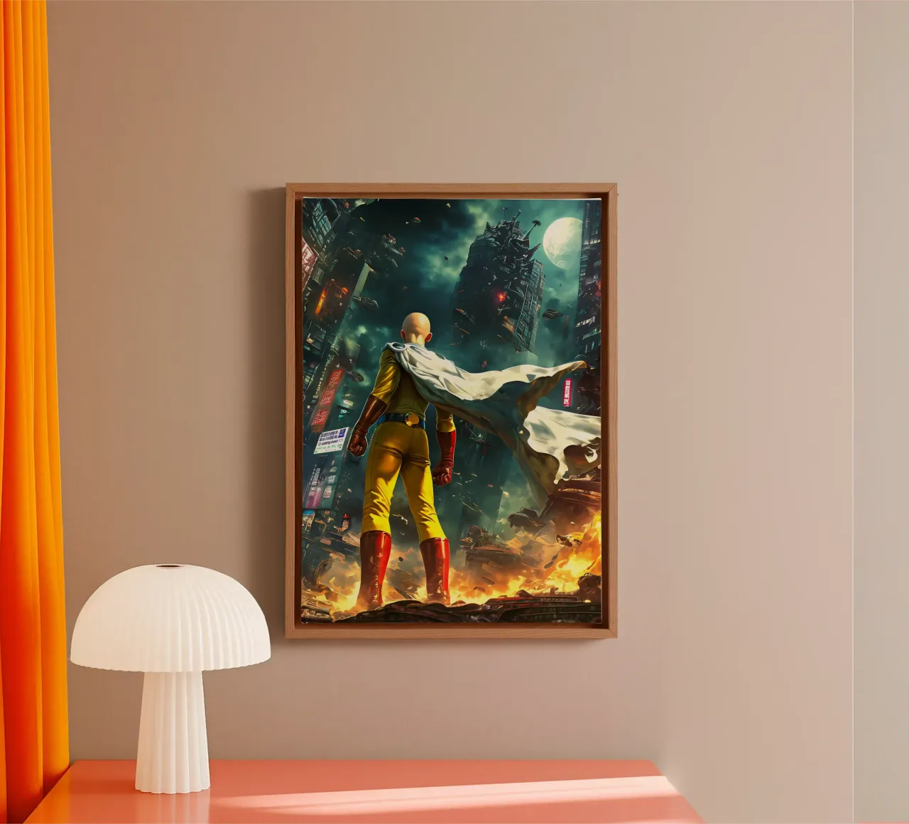 Saitama One Punch Man tela con Cornice a cassetta da Stellar Creative