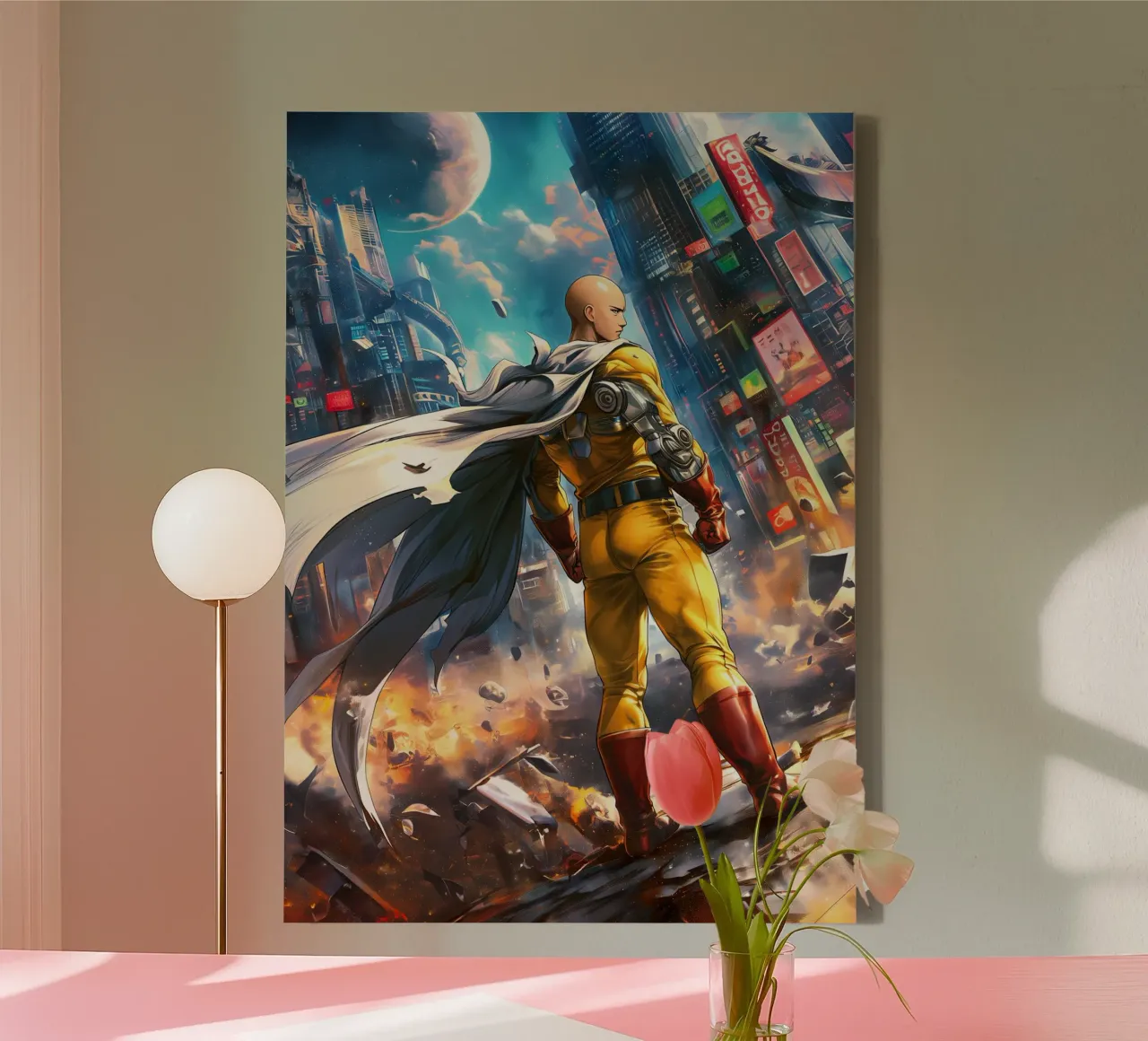 Saitama One Punch Man tela con Cornice a cassetta da Stellar Creative