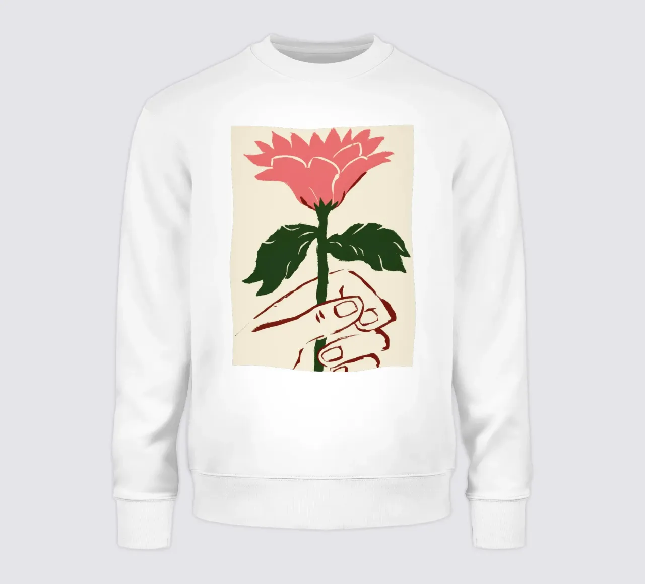 Mano che tiene un fiore rosa felpa da Lyra Glaze