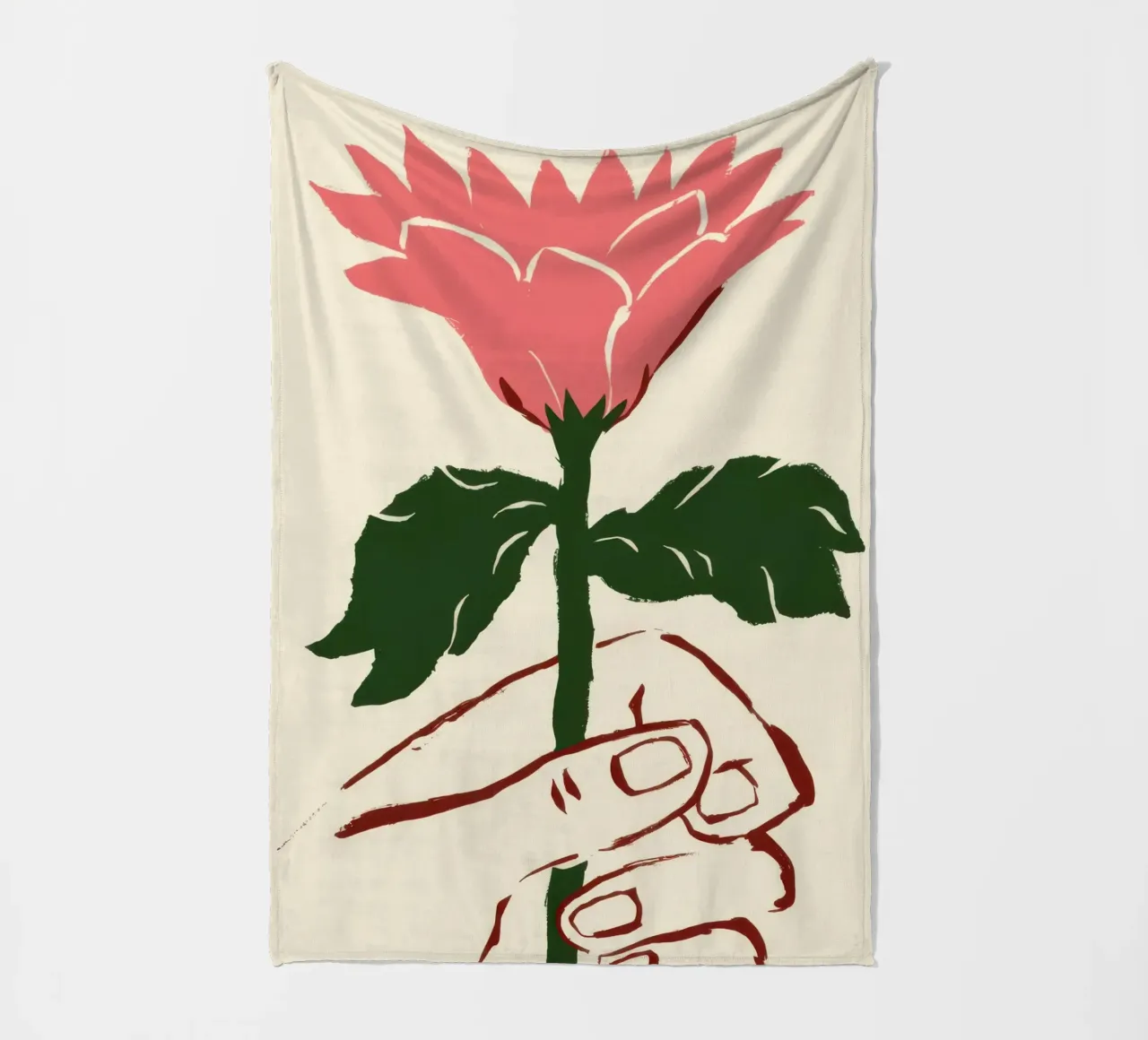 Mano che tiene un fiore rosa coperta in pile da Lyra Glaze