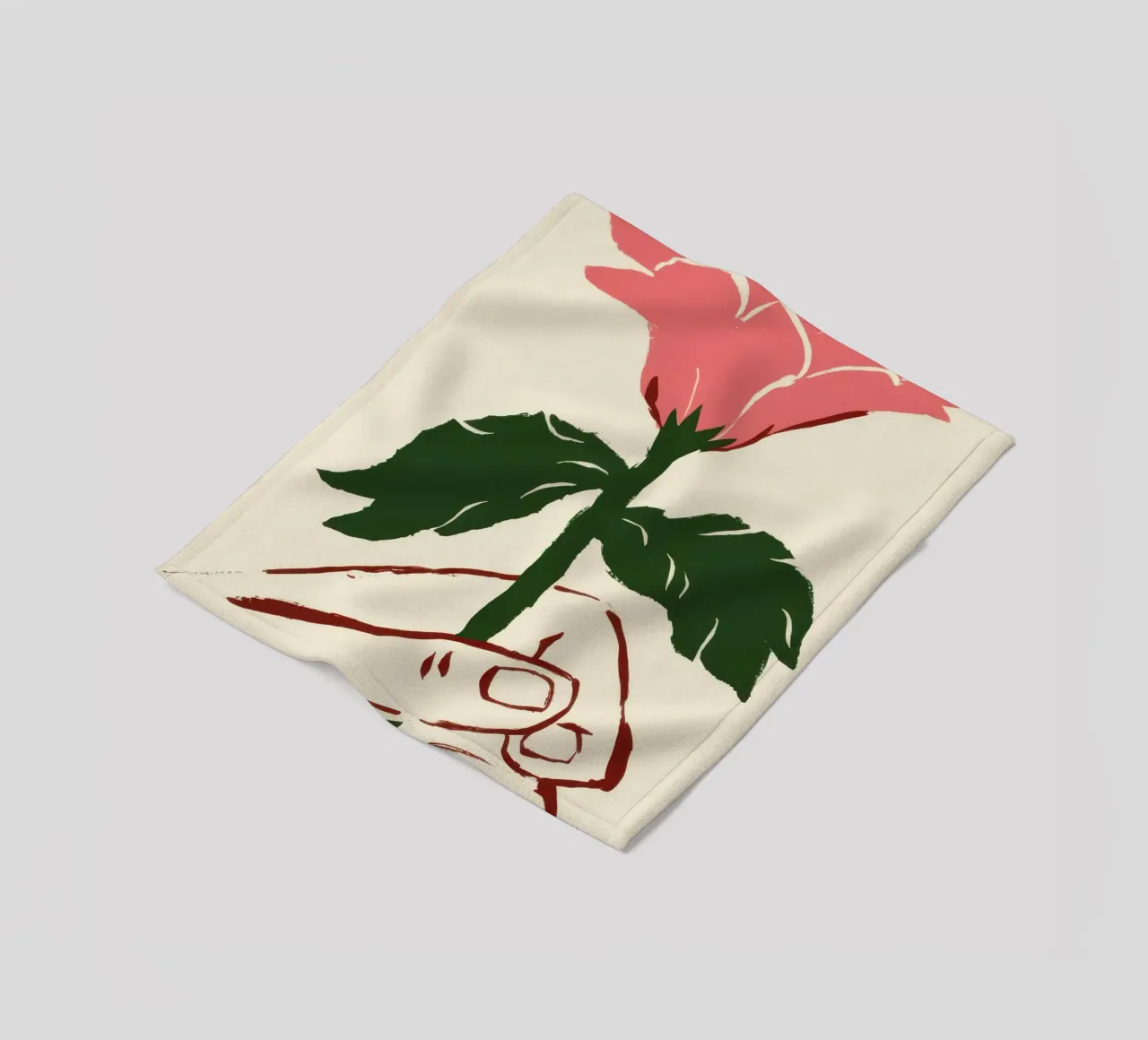Mano che tiene un fiore rosa coperta in pile da Lyra Glaze