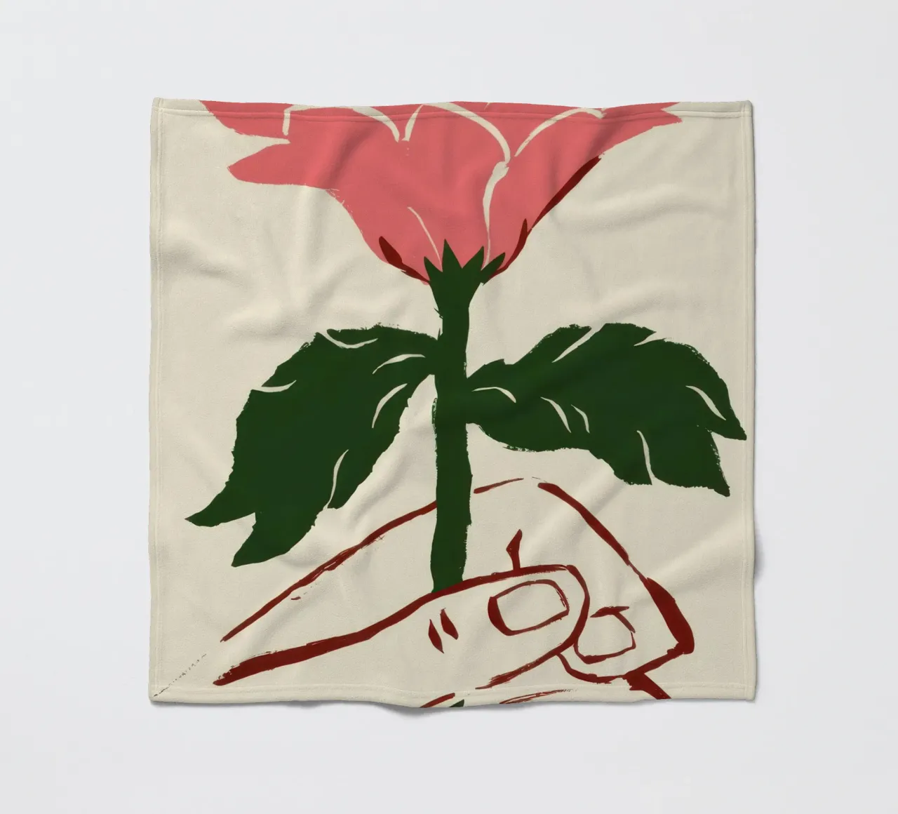 Mano che tiene un fiore rosa coperta in pile da Lyra Glaze