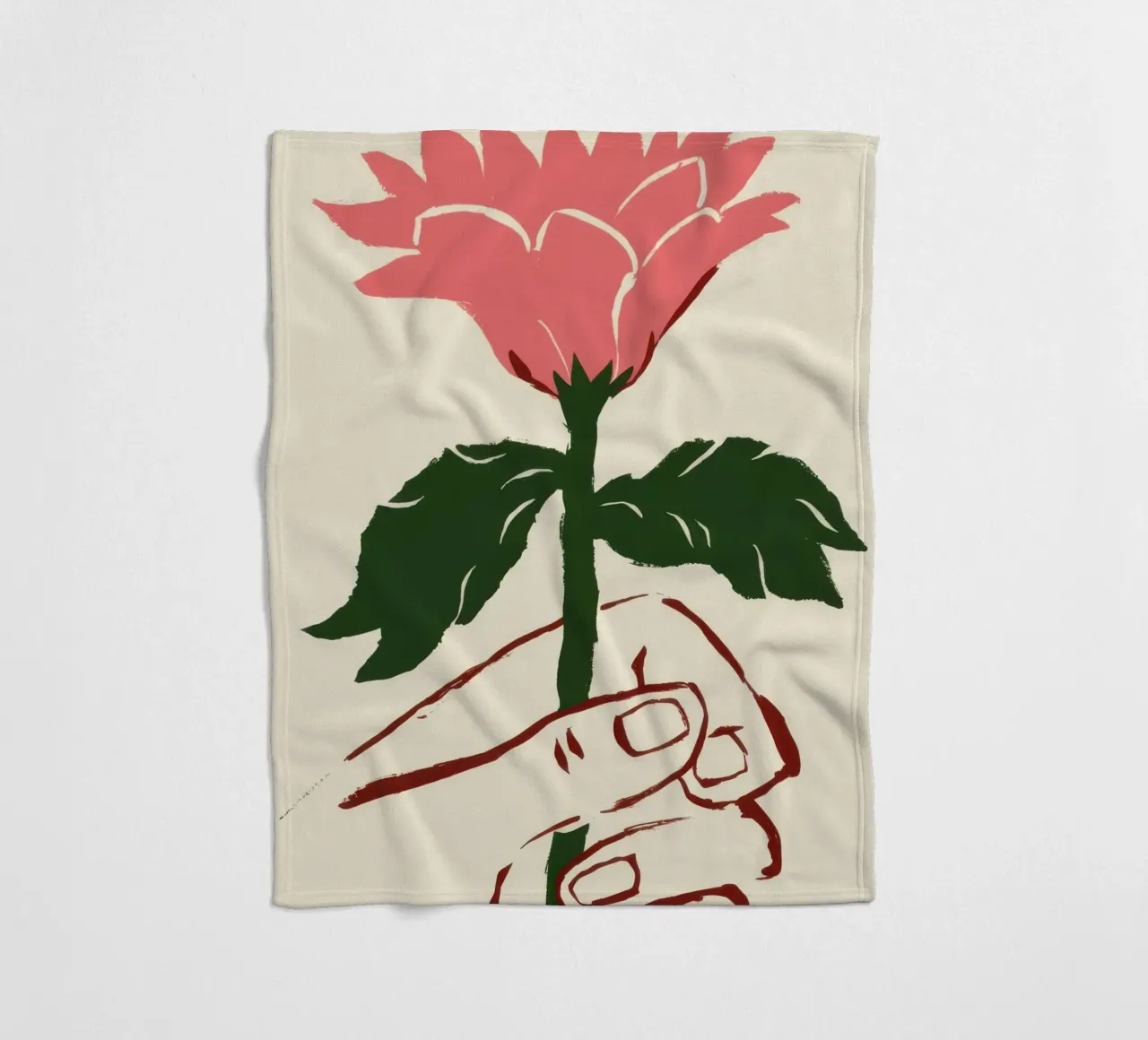 Mano che tiene un fiore rosa coperta in pile da Lyra Glaze