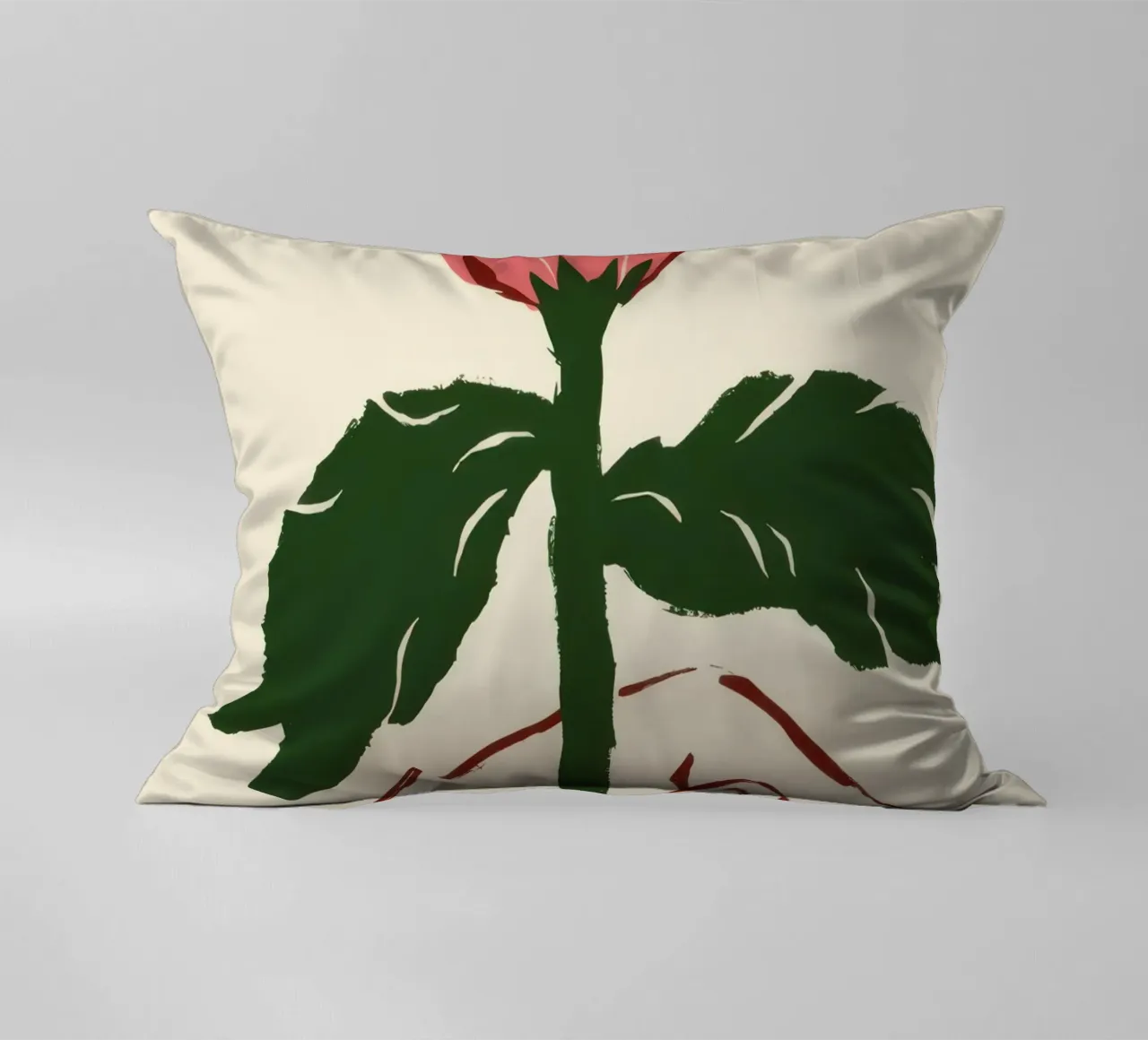 Mano che tiene un fiore rosa cuscino da Lyra Glaze