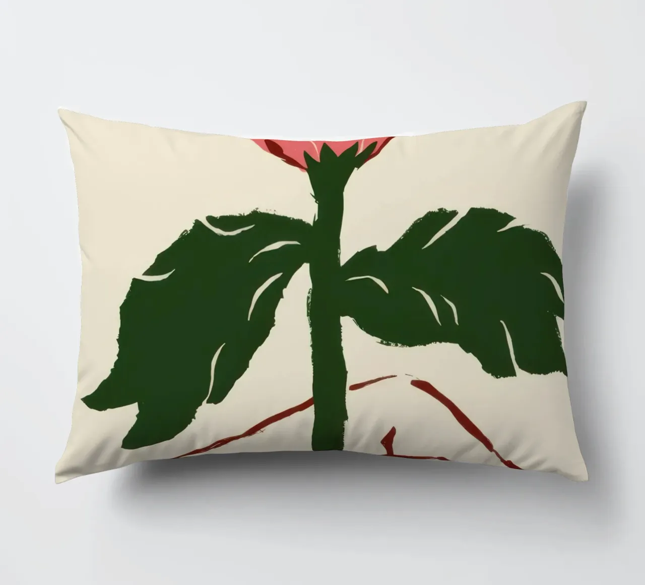 Mano che tiene un fiore rosa cuscino da Lyra Glaze