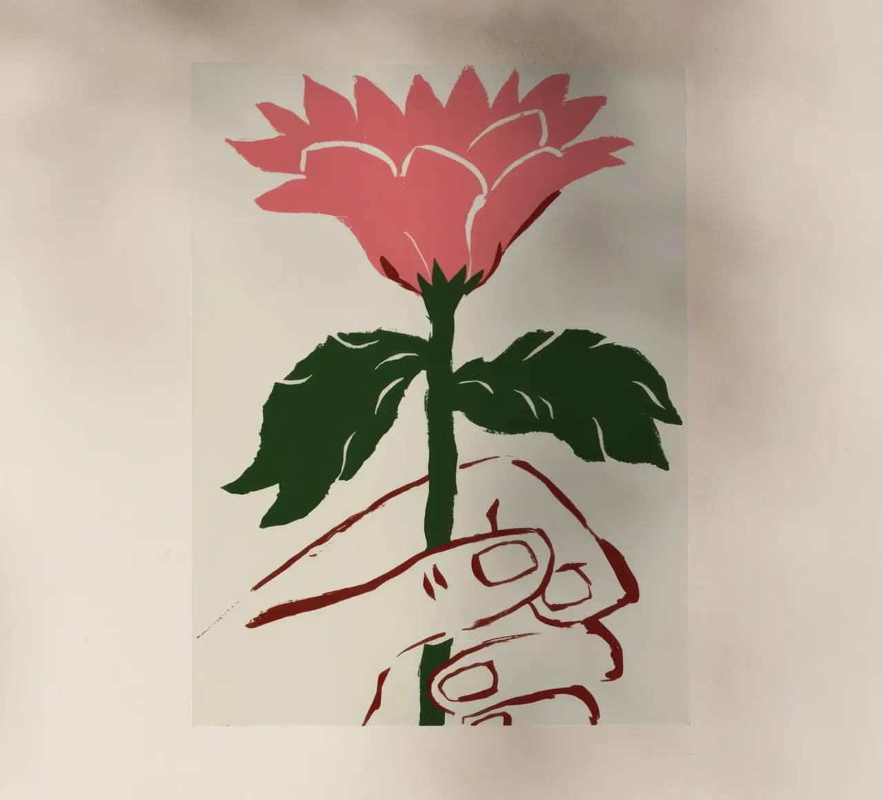 Mano che tiene un fiore rosa pellicola backlit da Lyra Glaze