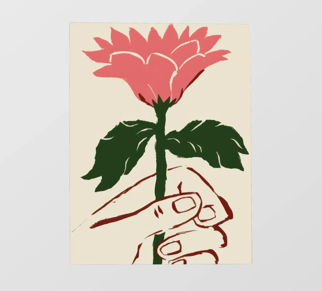 Mano che tiene un fiore rosa telo in pvc da Lyra Glaze