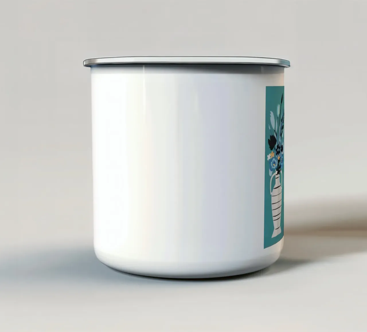 Poltrona ornata color verde acqua tazza in smalto da Snow Mist