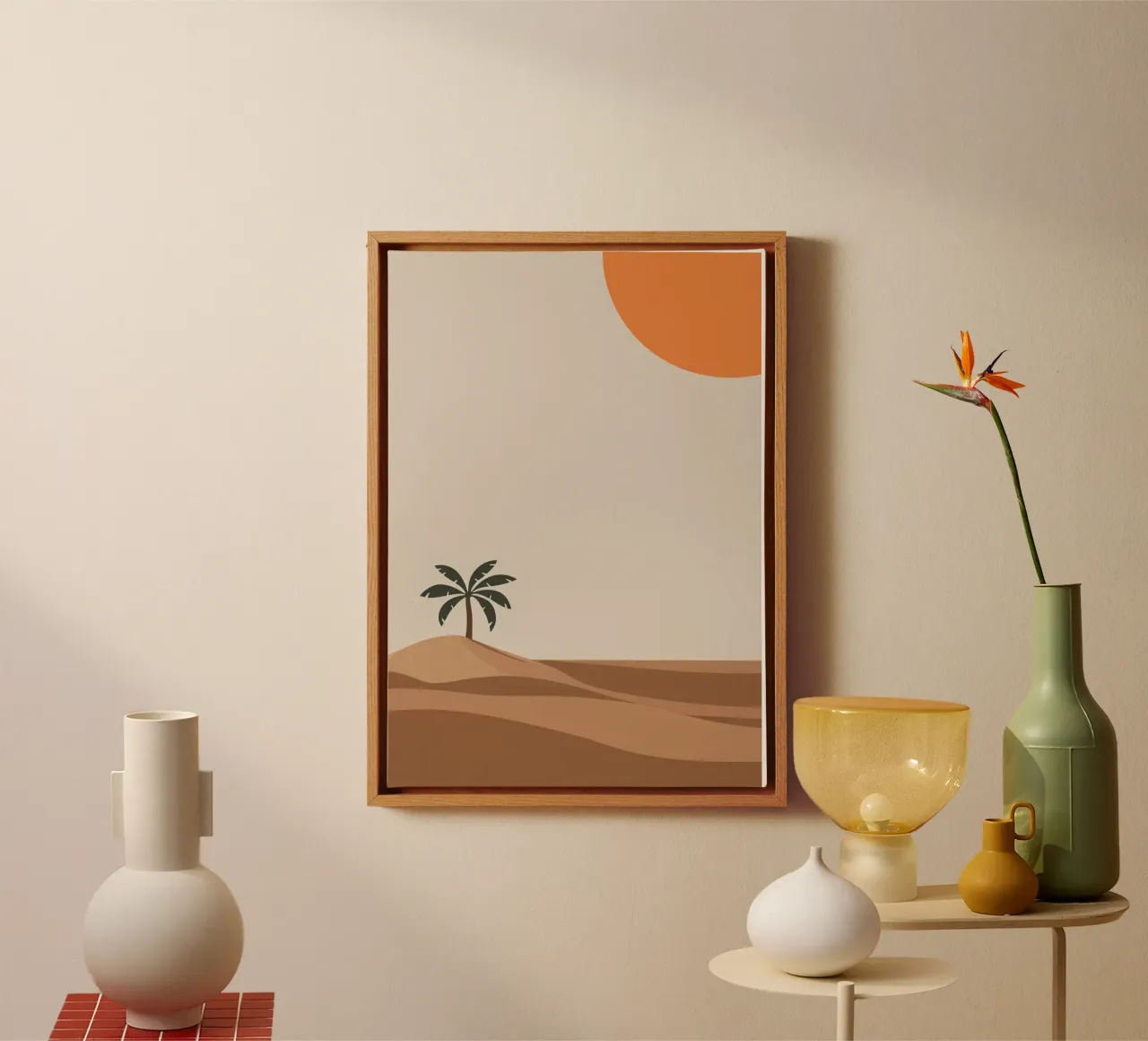 Einsame Wüste Gelassenheit Leinwand mit Schattenfugenrahmen von Autumn Season