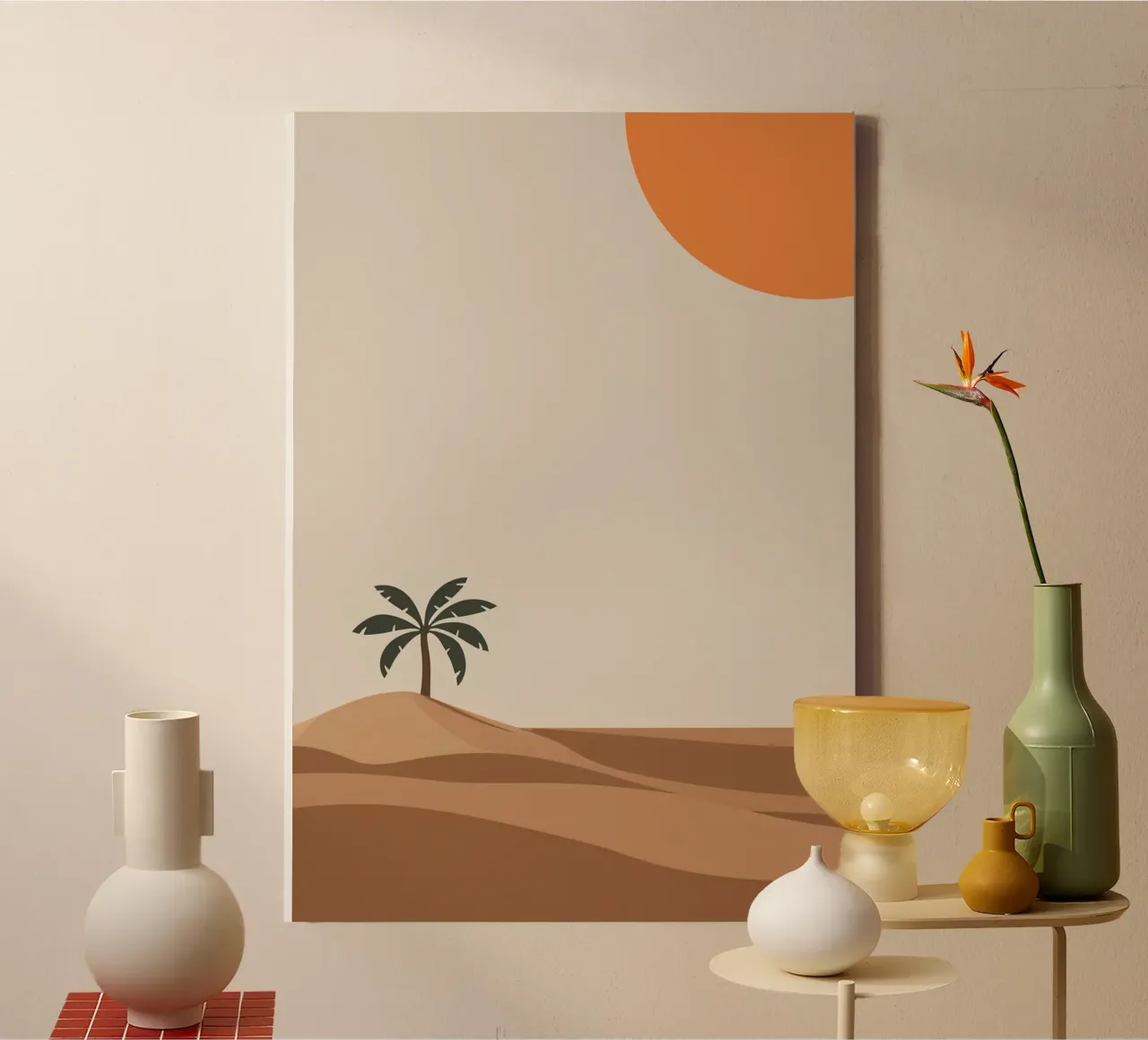 Einsame Wüste Gelassenheit Leinwand mit Schattenfugenrahmen von Autumn Season