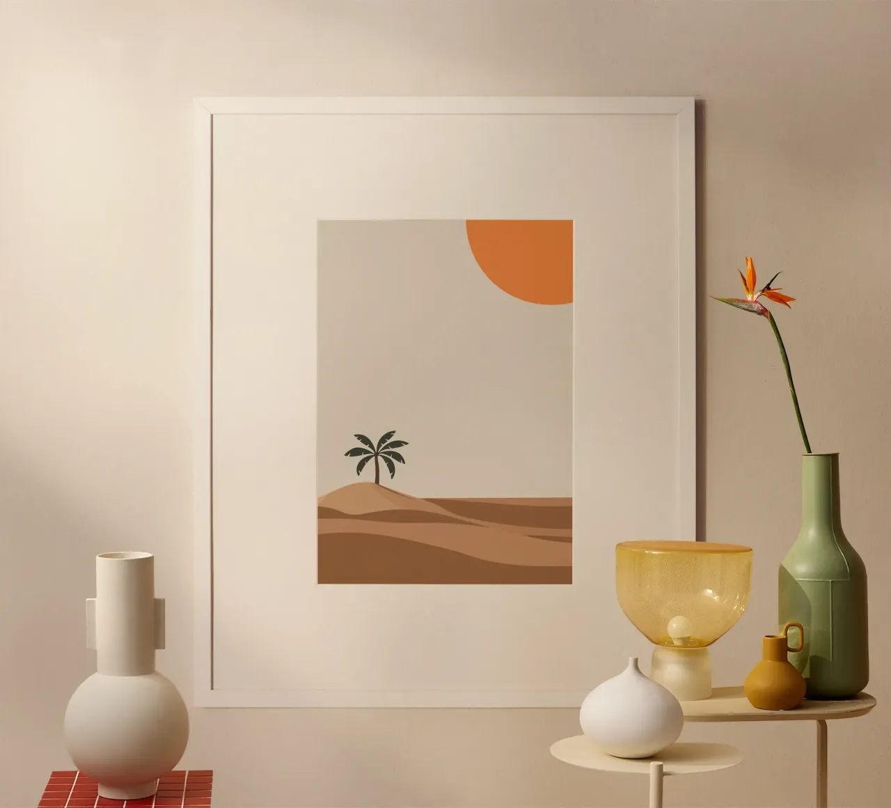 Serenità solitaria del deserto poster con telaio in alluminio da Autumn Season