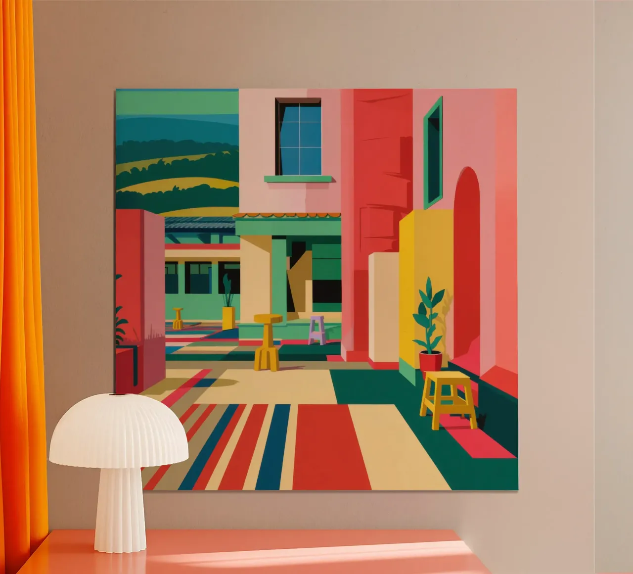 Passaggio in cortile vivace poster con telaio in legno da Lyra Glaze