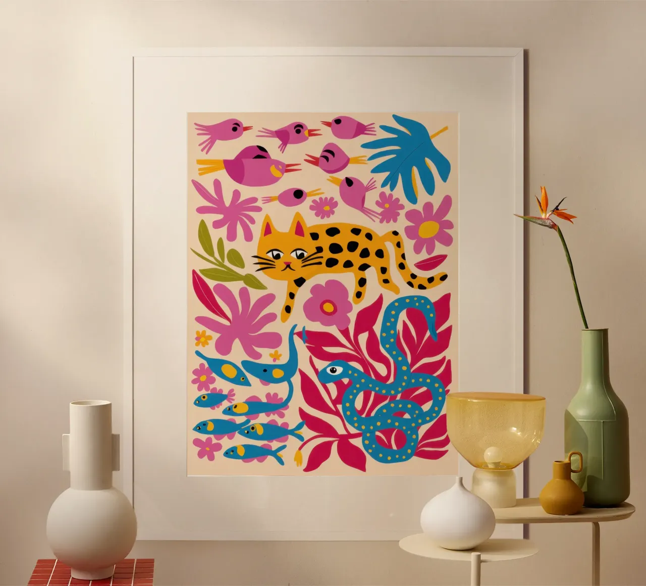 Salotto Leopardo Cromatico poster da Bara Suara