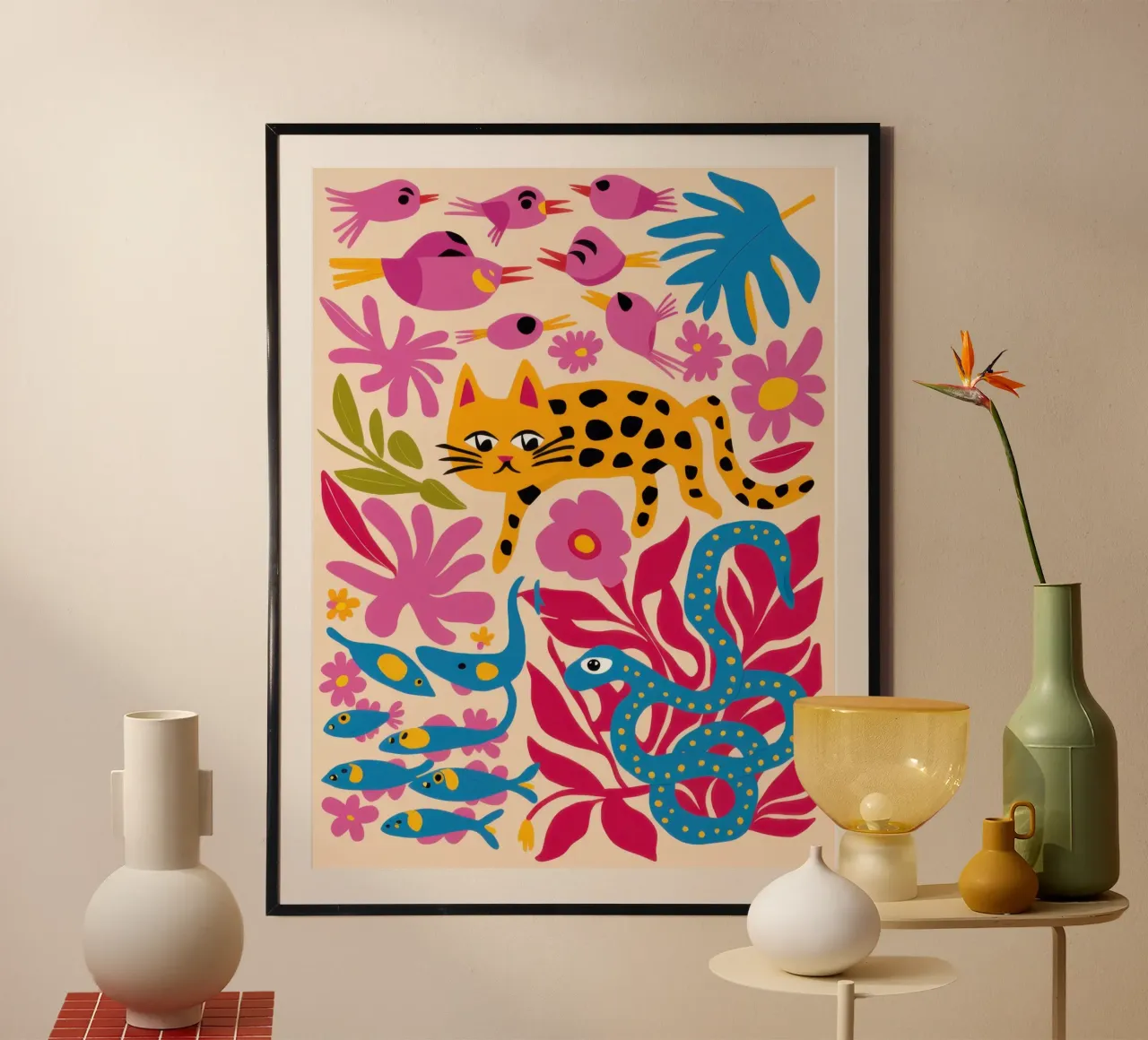 Salotto Leopardo Cromatico poster da Bara Suara