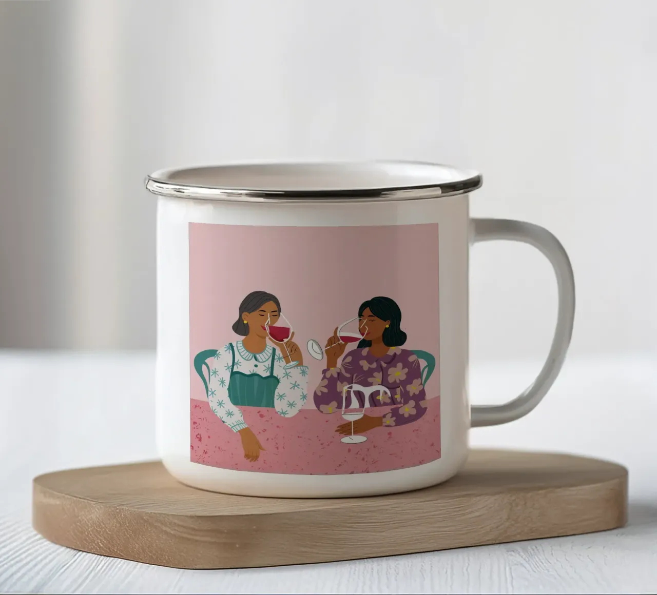 Vino e conversazione tazza in smalto da Snow Mist