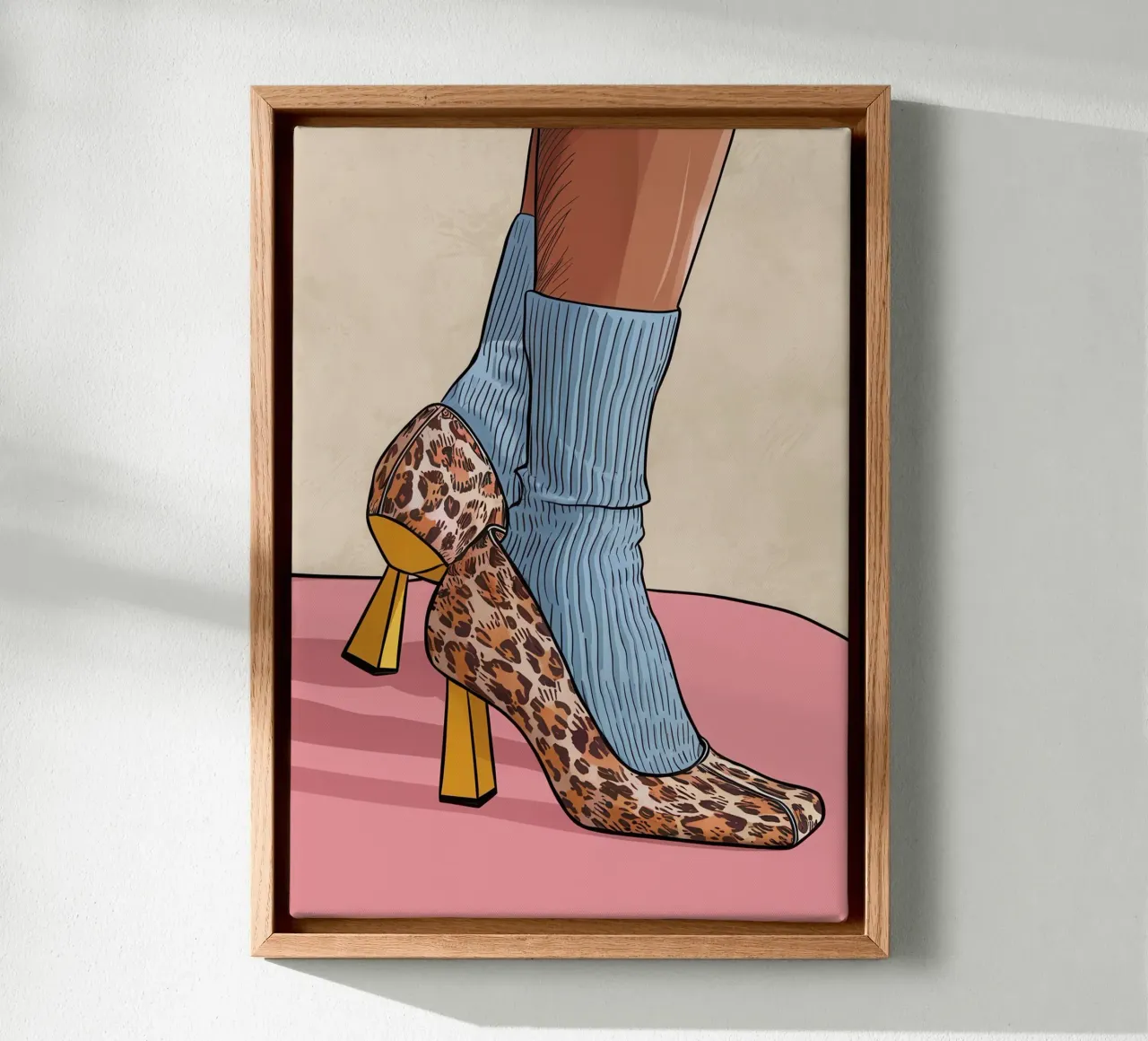Luipaardprint Stride canvas met Baklijst van Astra Mist