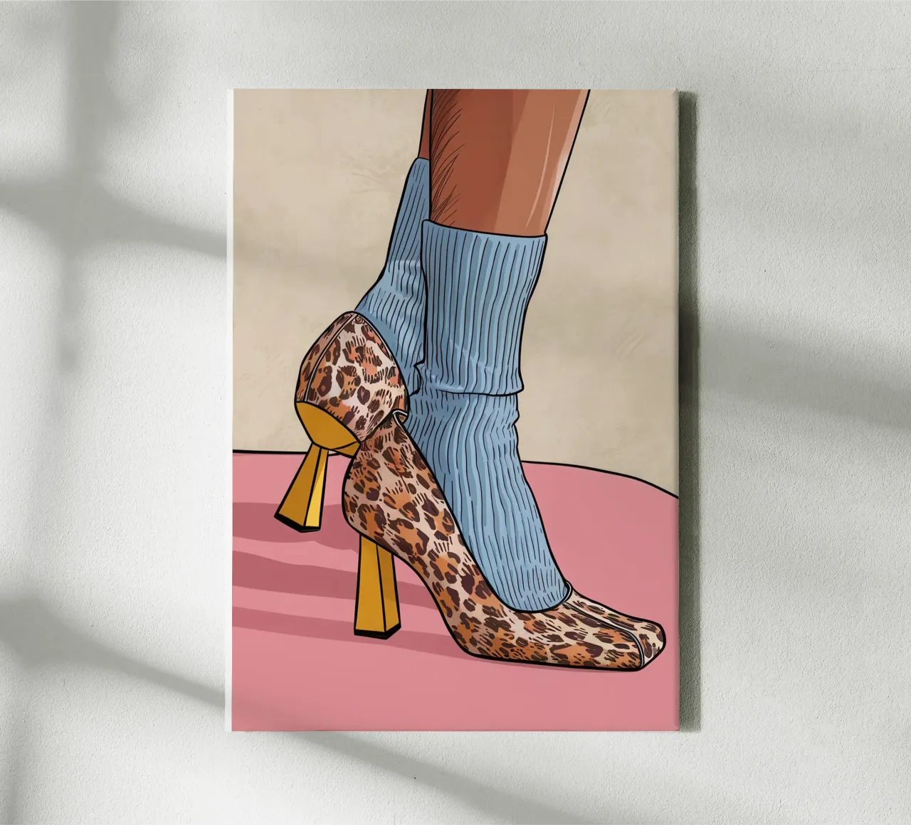 Luipaardprint Stride canvas met Baklijst van Astra Mist