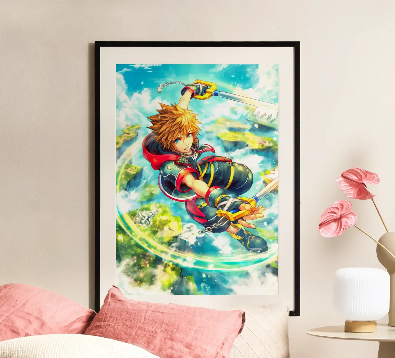Sora Kingdom Hearts poster con telaio in alluminio da Stellar Creative