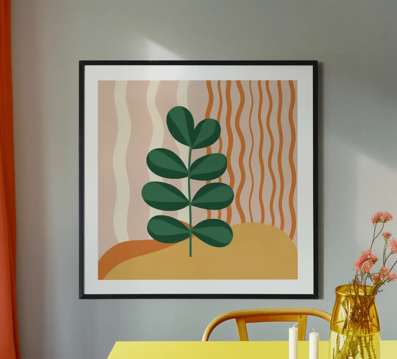 Foglia semplice Serenità poster con telaio in plastica da Bara Suara