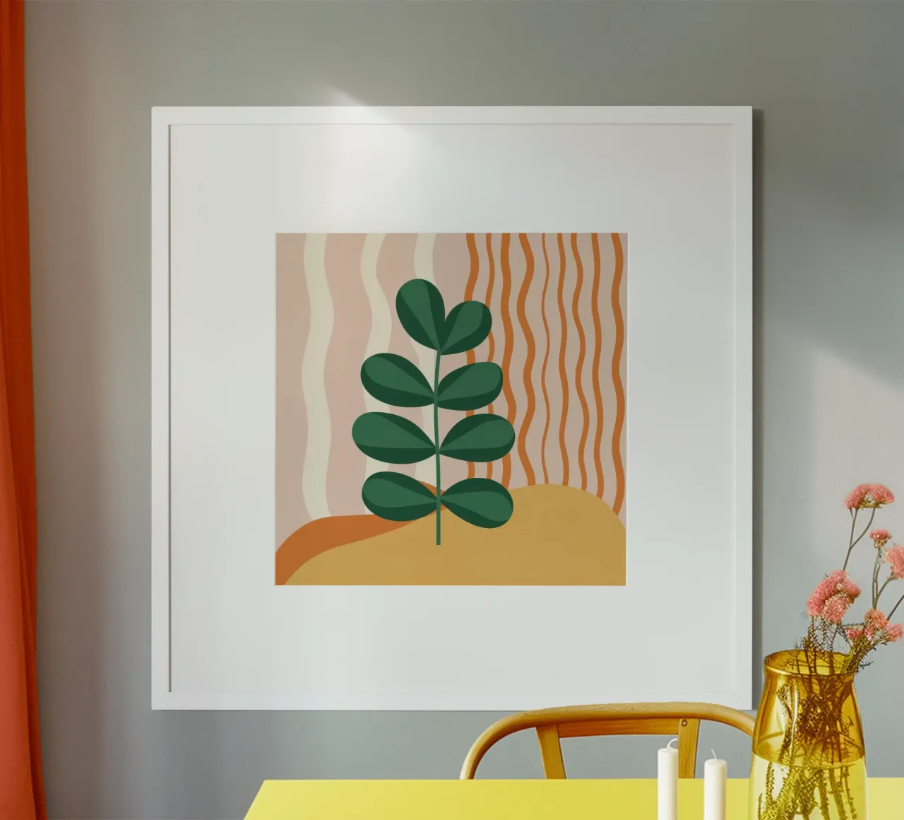 Foglia semplice Serenità poster con telaio in plastica da Bara Suara