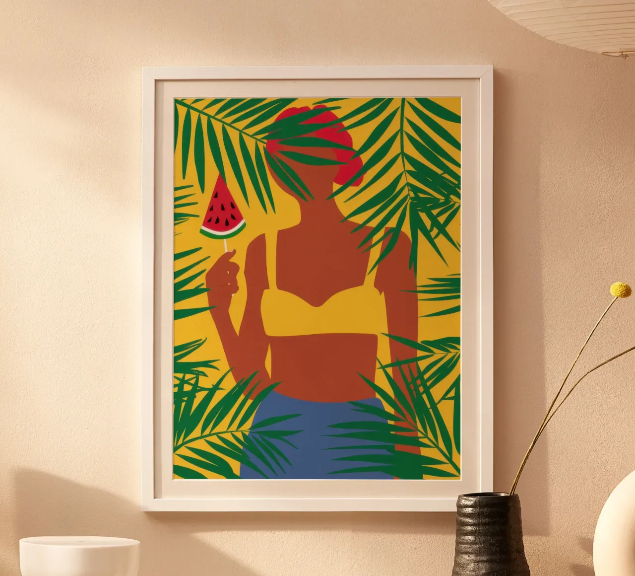 Sagoma di donna tropicale poster con telaio in alluminio da Astra Mist
