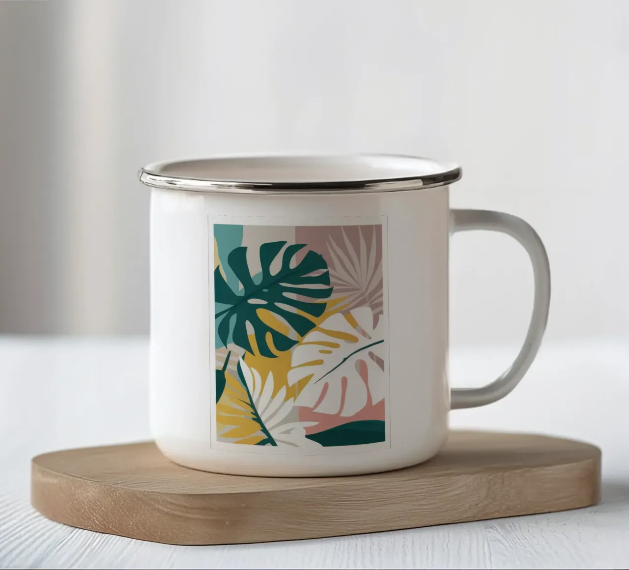 Ora d'oro Monstera tazza in smalto da Snow Mist