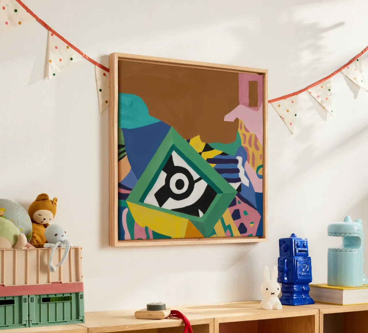 Geometric Chaos Composition canvas with Floater frame by Astra Mist