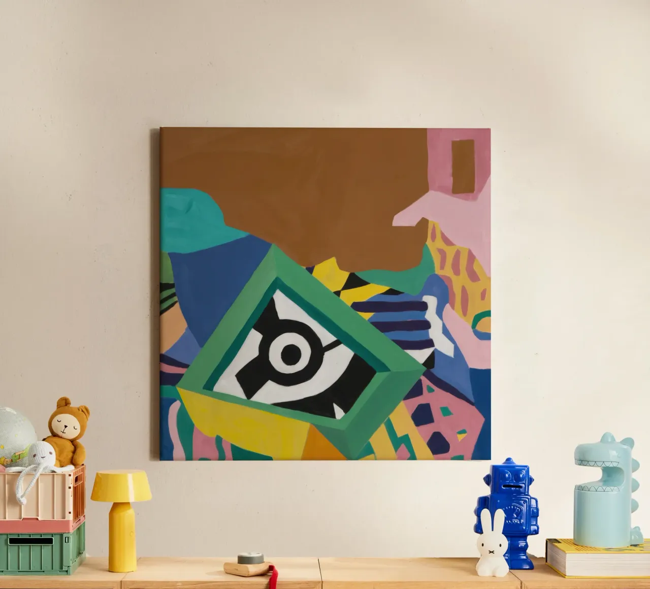 Geometric Chaos Composition canvas with Floater frame by Astra Mist