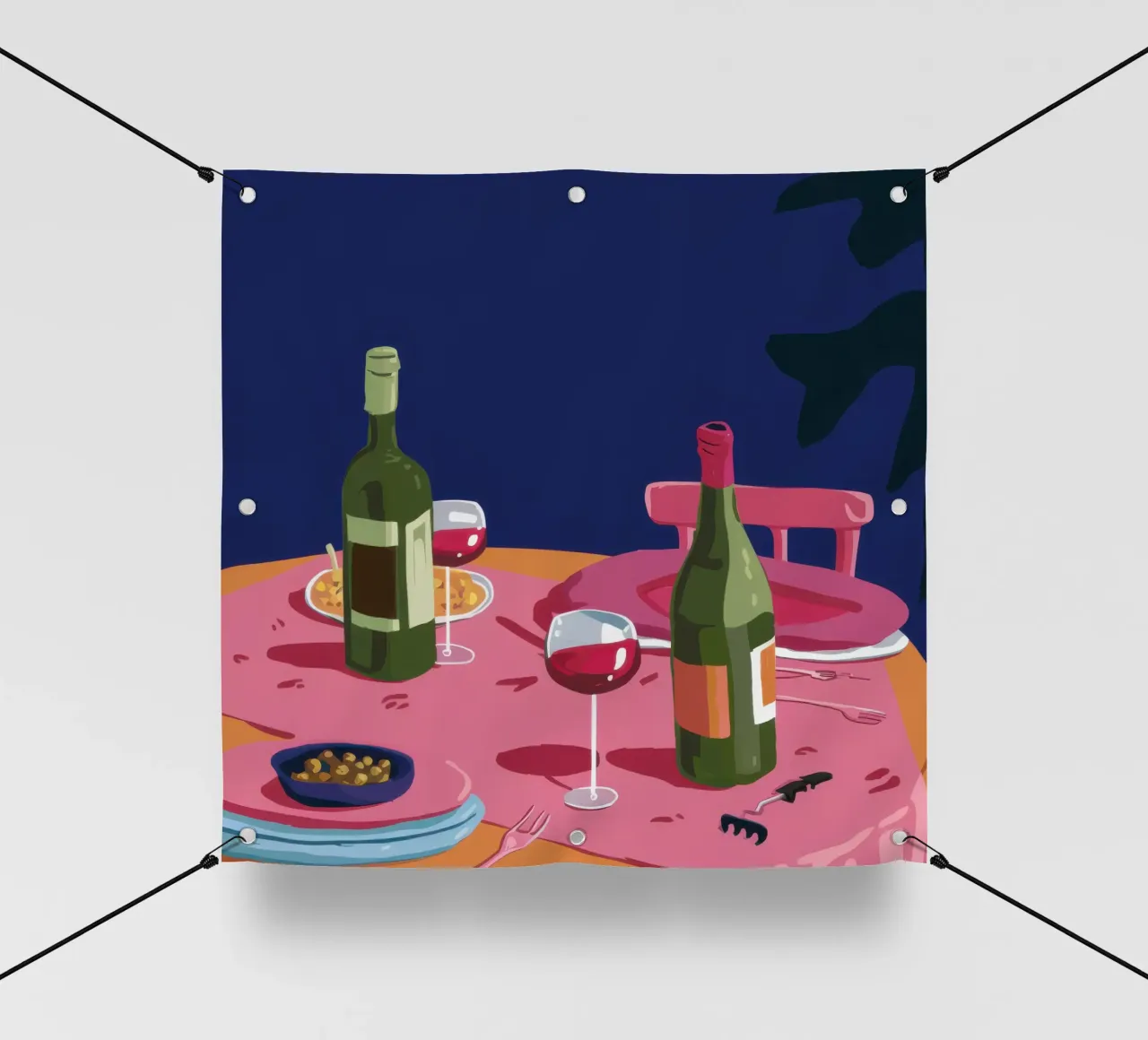 Cena romantica in vigna telo in pvc da Snow Mist