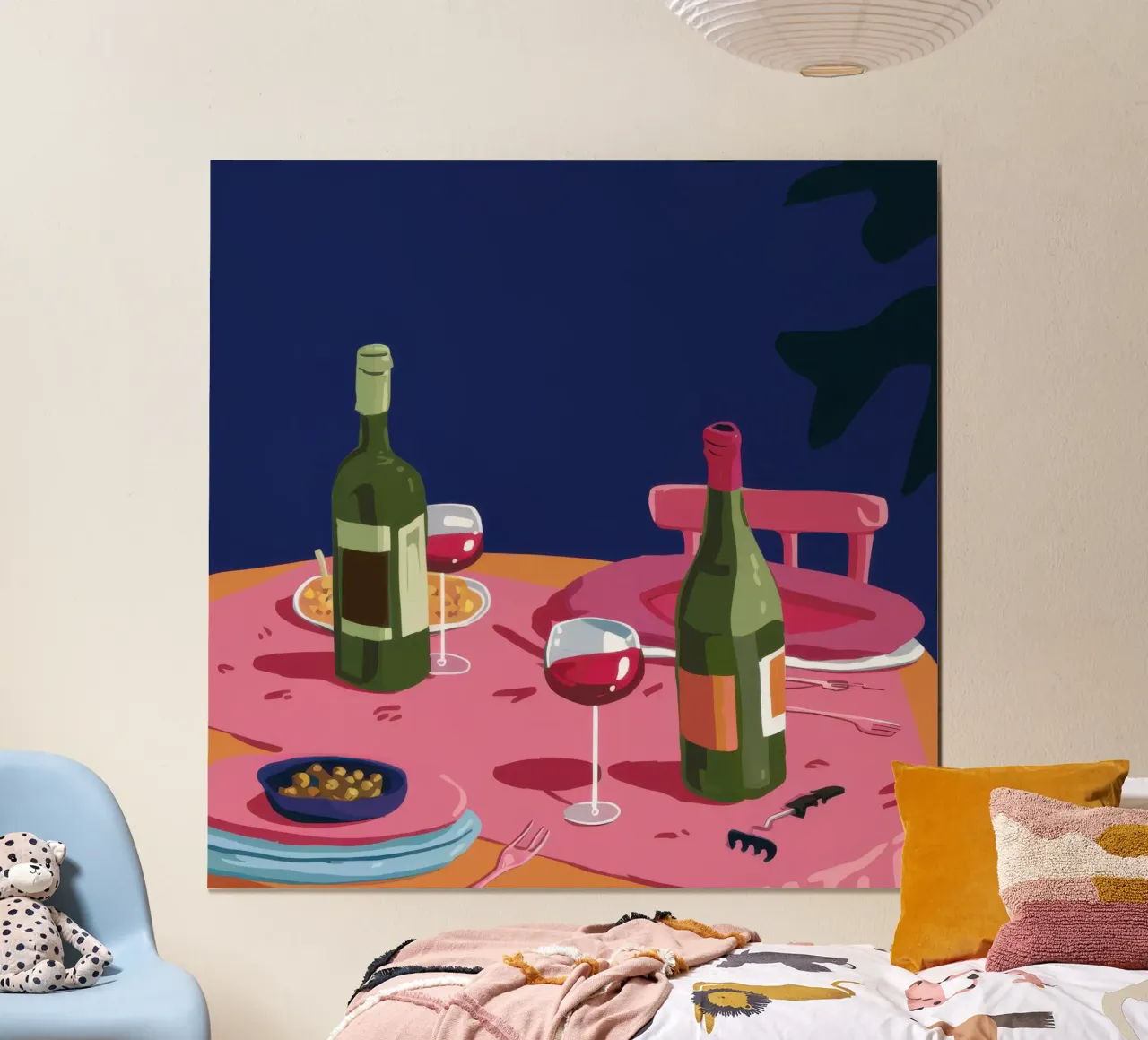Cena romantica in vigna poster con telaio in legno da Snow Mist