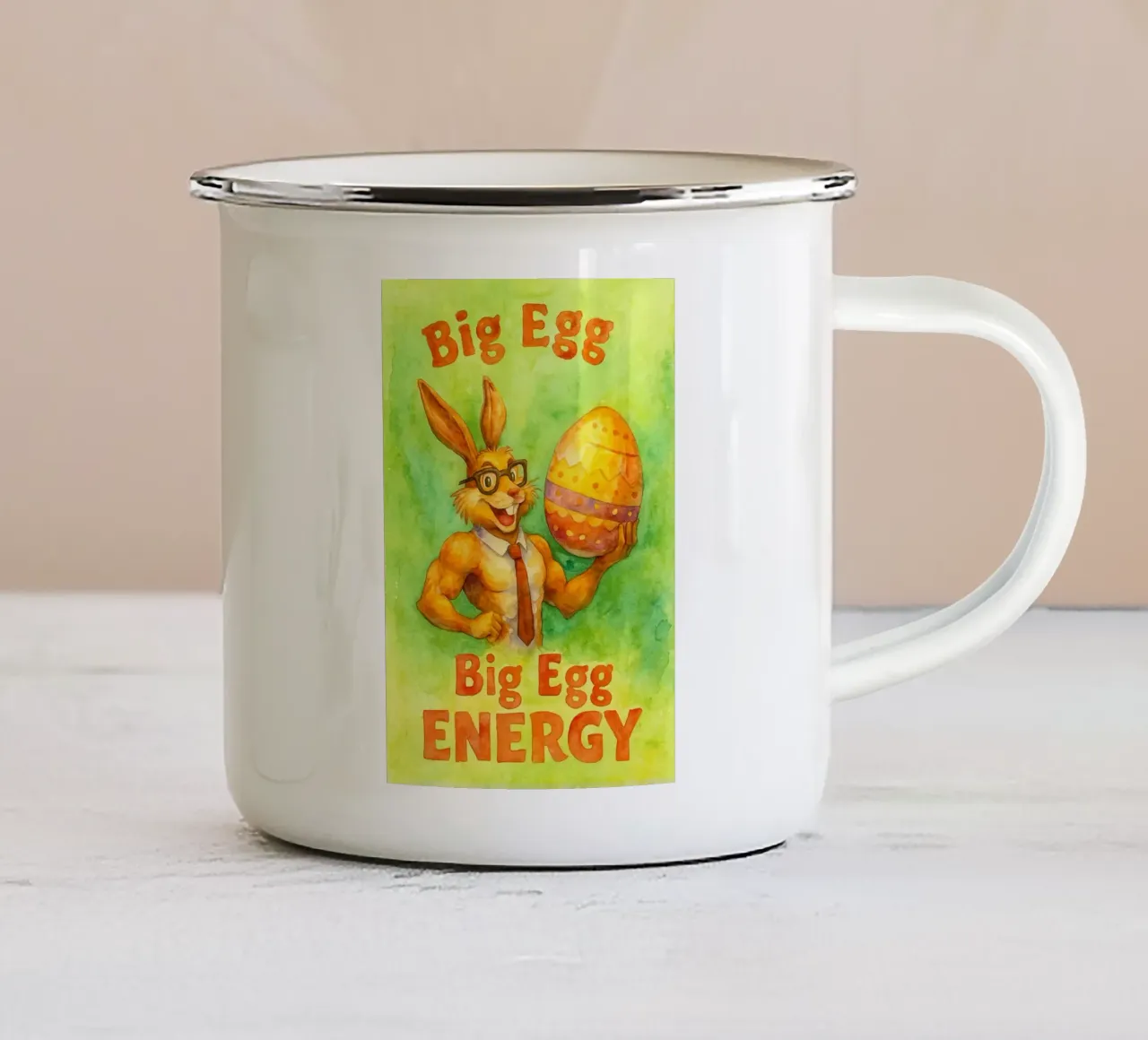 Großes Ei Energie lustiges Kaninchen Emaille Tasse von limous