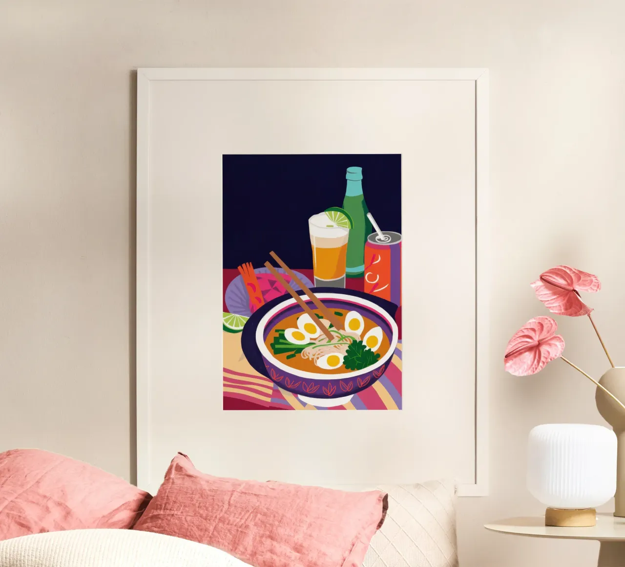 Voglia di ramen a mezzanotte poster con telaio in plastica da Autumn Season