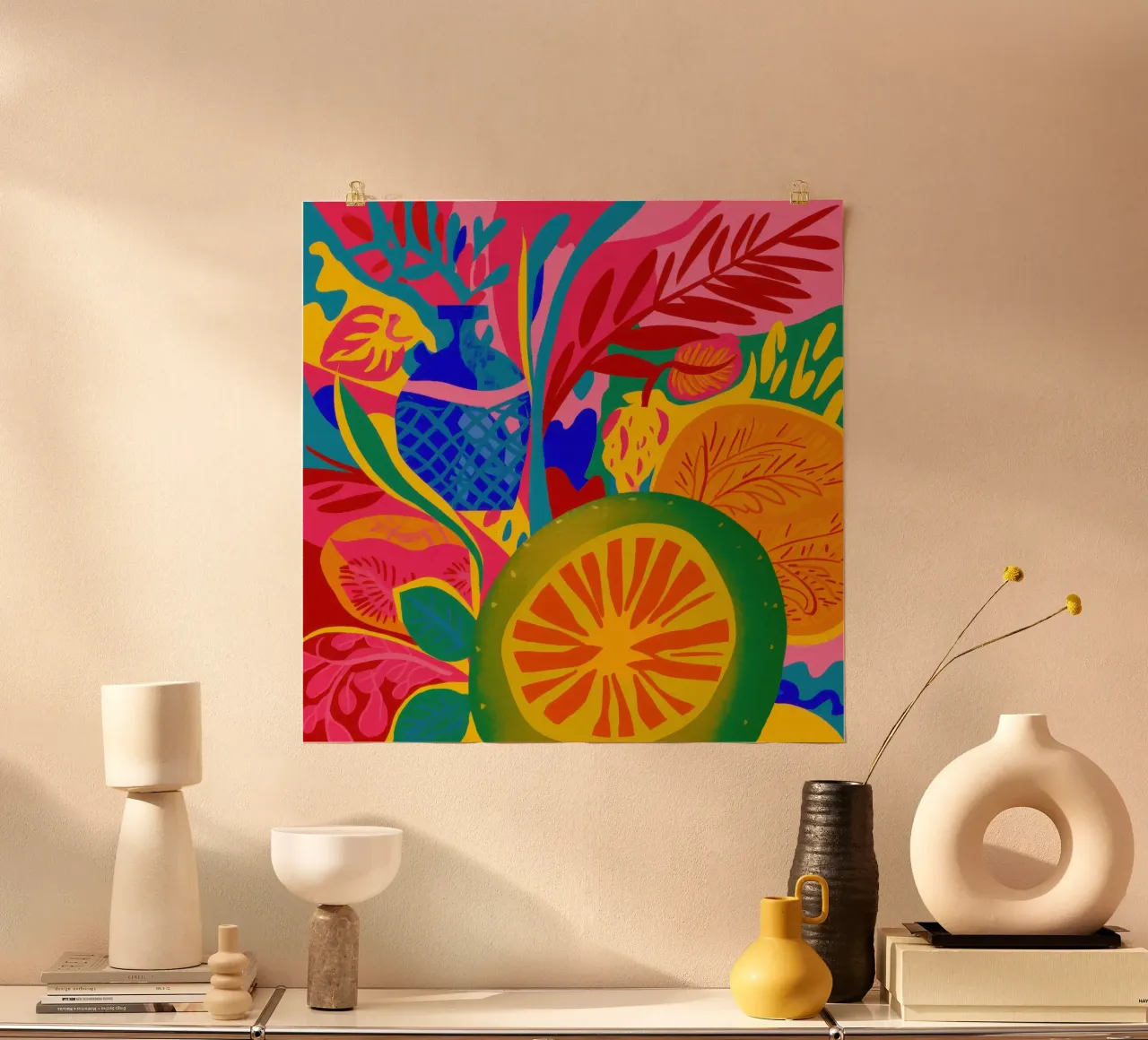 Sogno di febbre tropicale poster con telaio in legno da Astra Mist