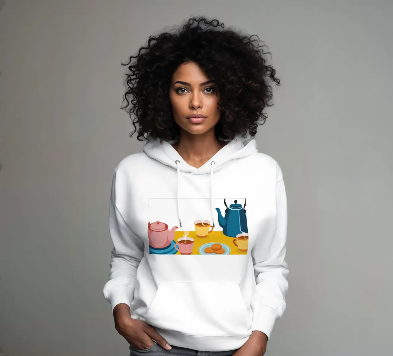 L'ora del tè minimalista felpa con cappuccio da Snow Mist