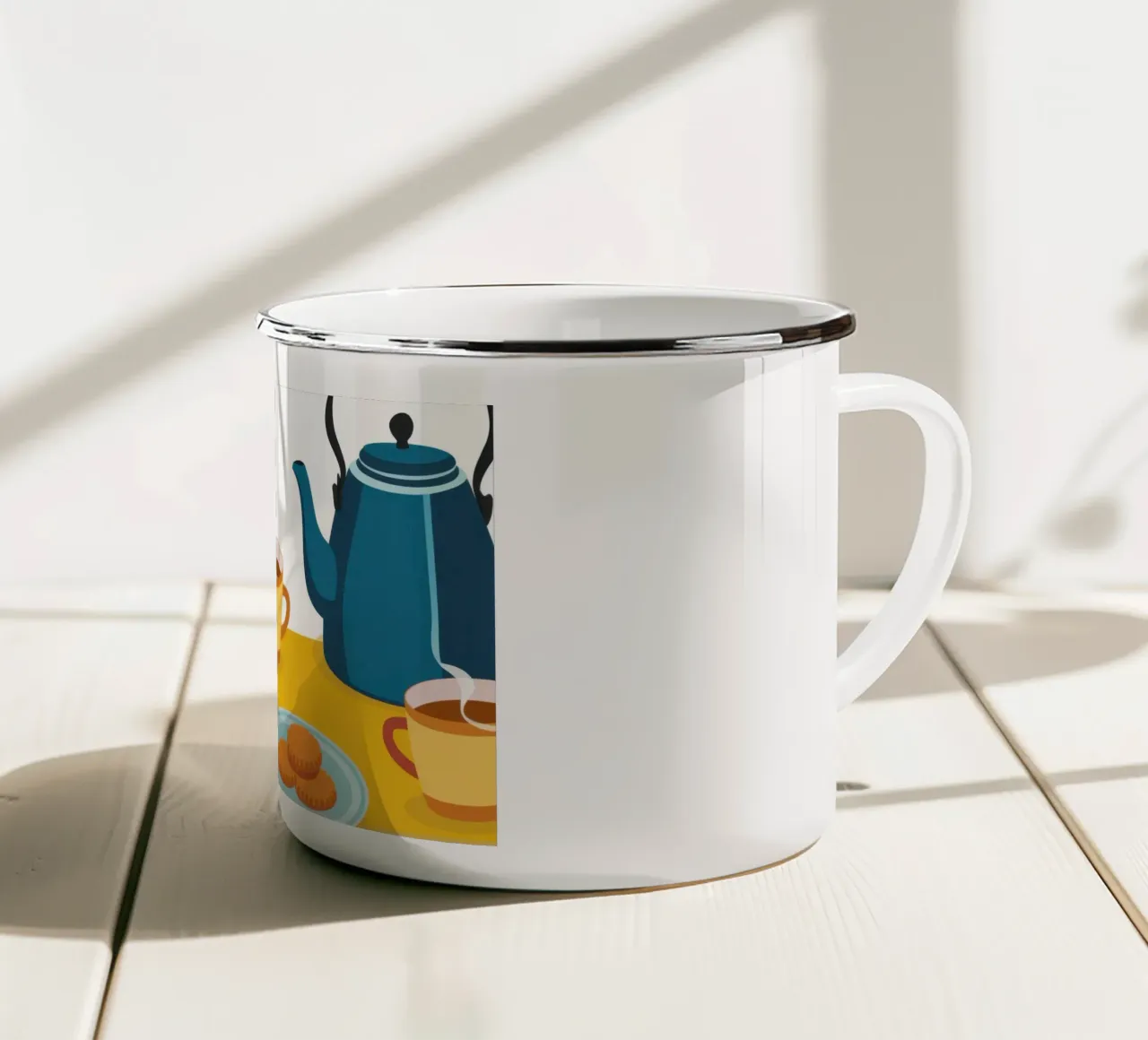 L'ora del tè minimalista tazza in smalto da Snow Mist