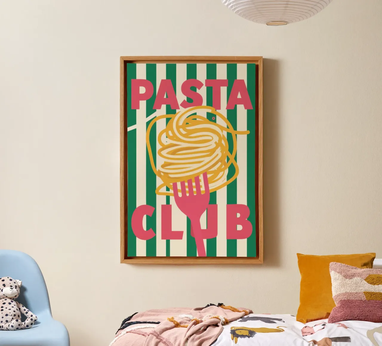 Pasta Club Grafisch canvas met Baklijst van Snow Mist