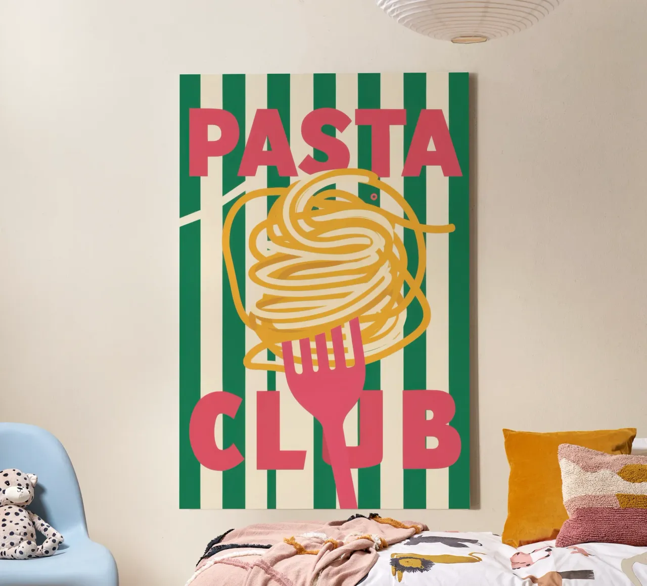 Pasta Club Grafisch canvas met Baklijst van Snow Mist