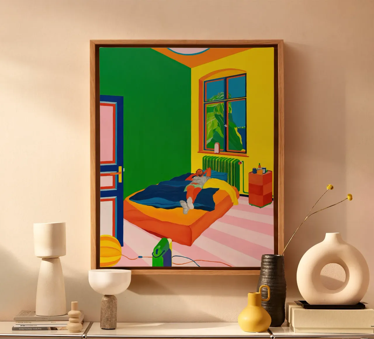 Robert in my room (2023) canvas with Floater frame by mix mate