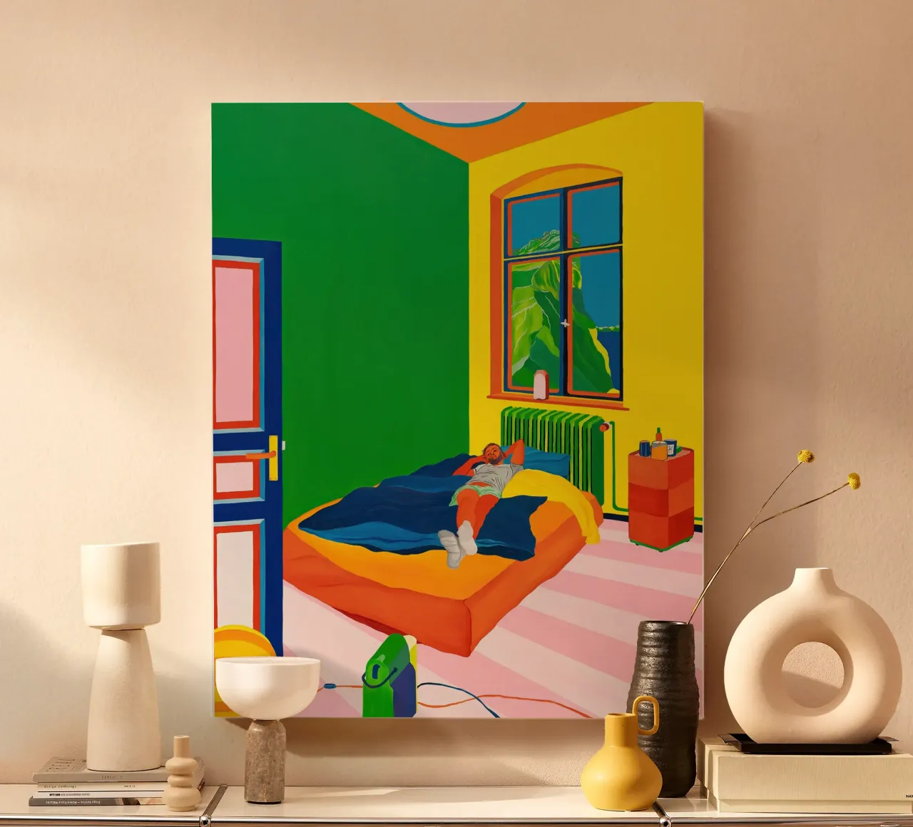 Robert in my room (2023) canvas with Floater frame by mix mate