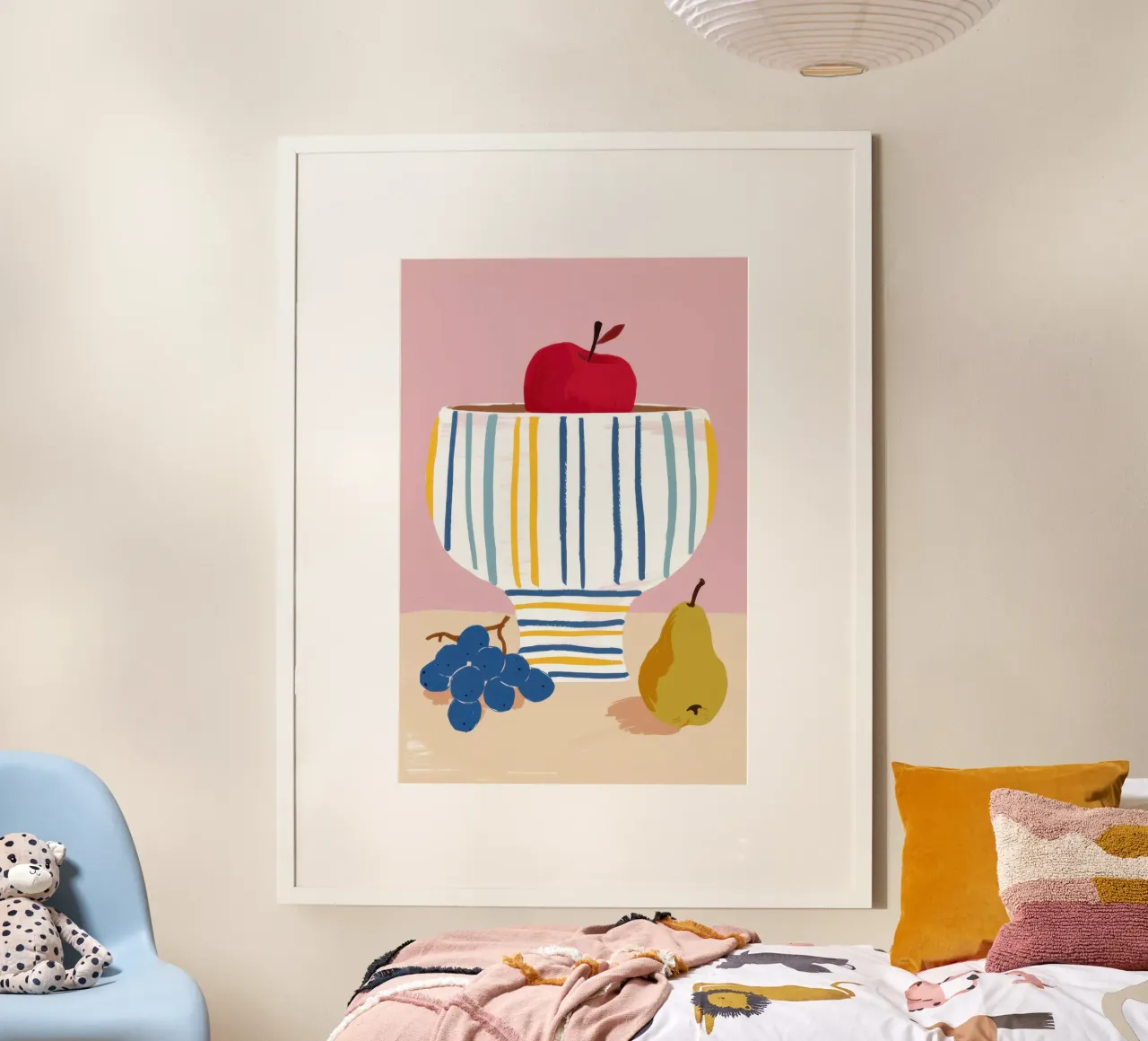 Natura morta di frutta a strisce poster con telaio in alluminio da Snow Mist