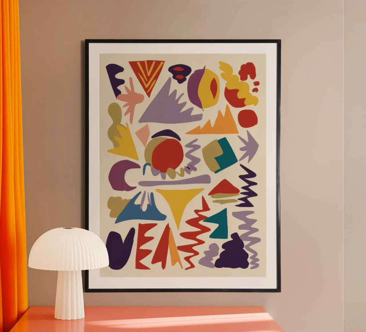 Fröhlicher geometrischer Karneval Poster mit Aluminium Rahmen von Astra Mist