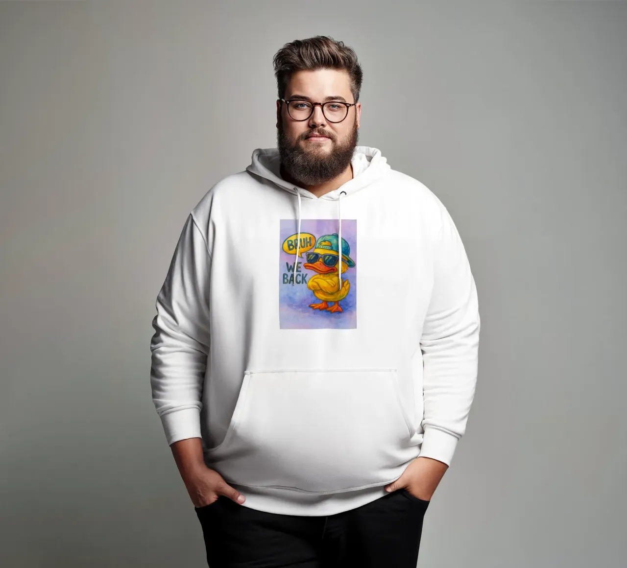 bruh siamo tornati funny duck felpa con cappuccio da limous