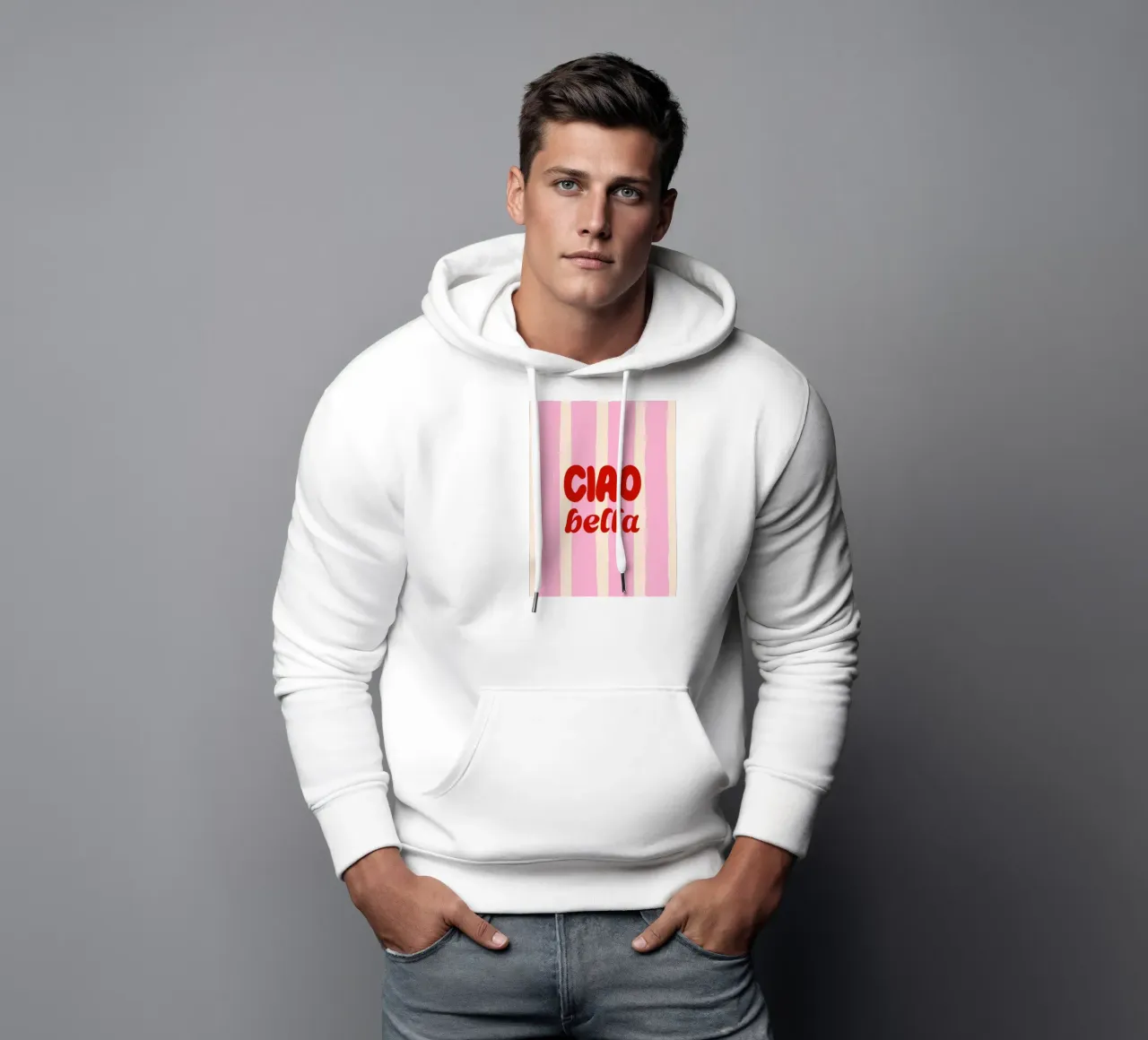 Ciao Bella – Retro Pink Stripes felpa con cappuccio da EDMPROJECT