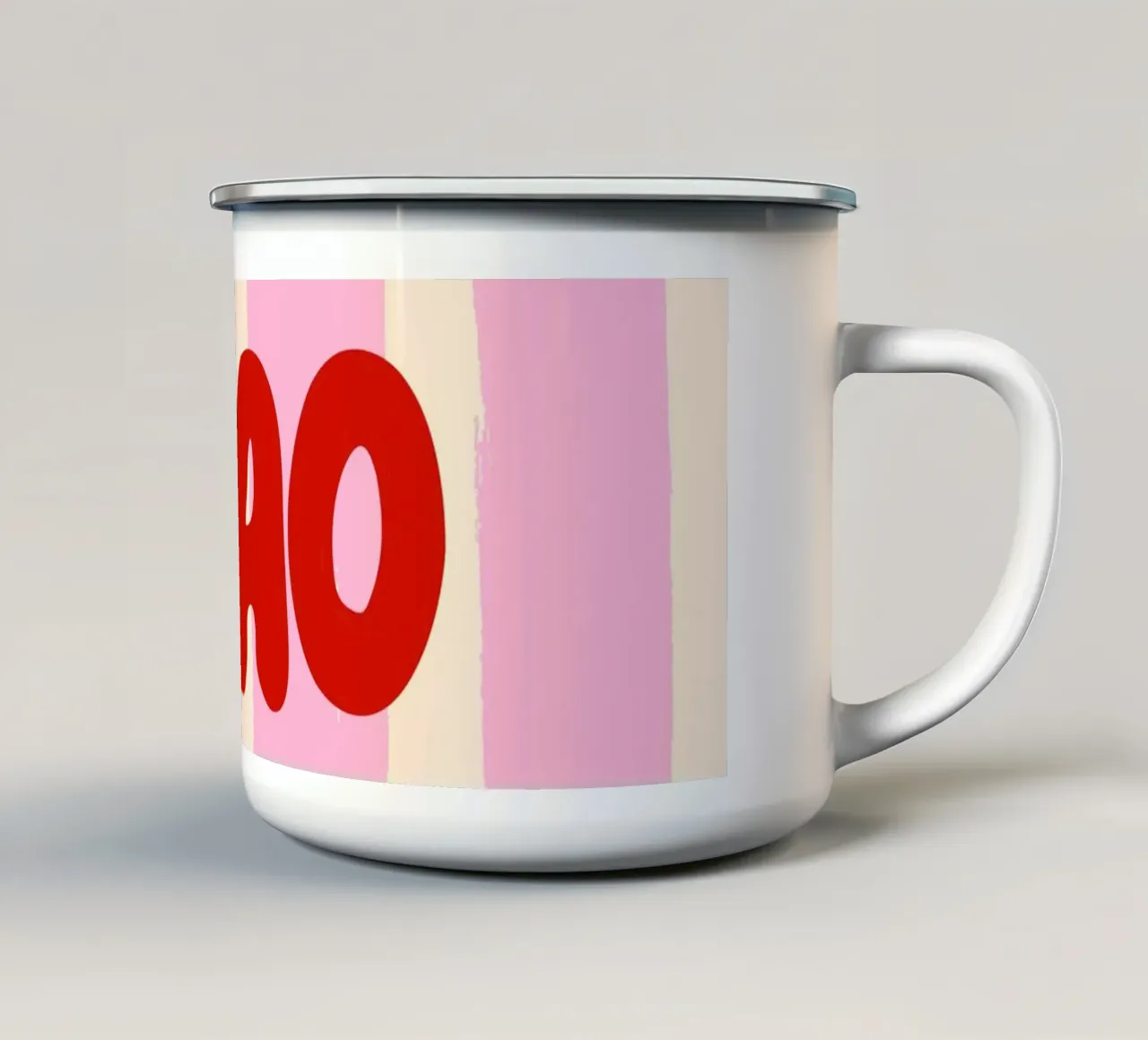 Ciao Bella – Retro Pink Stripes tazza in smalto da EDMPROJECT