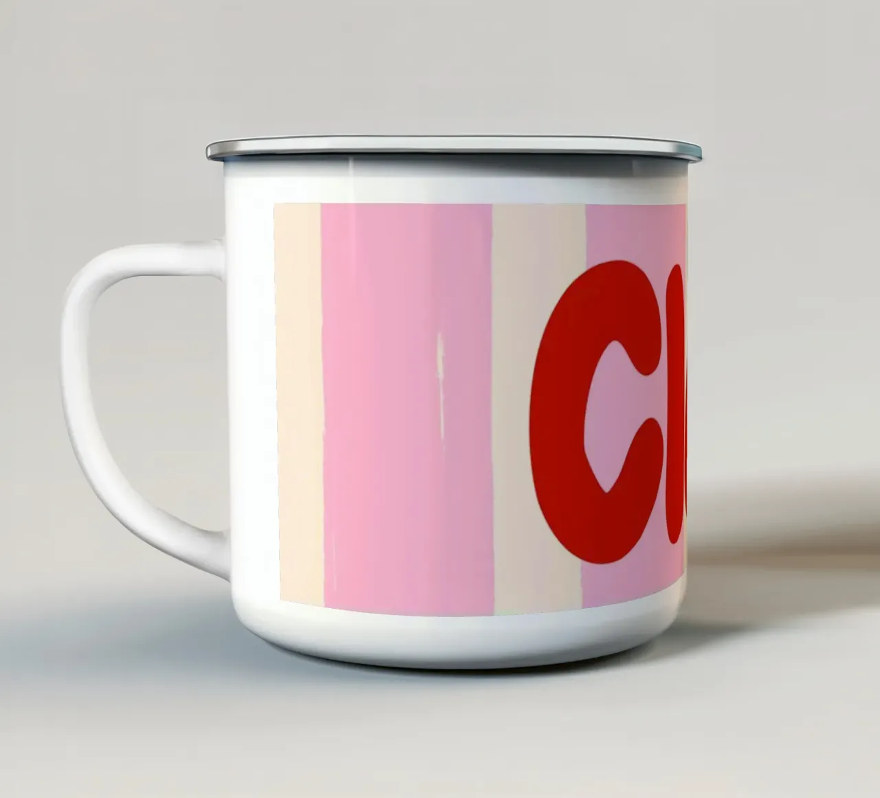 Ciao Bella – Retro Pink Stripes tazza in smalto da EDMPROJECT