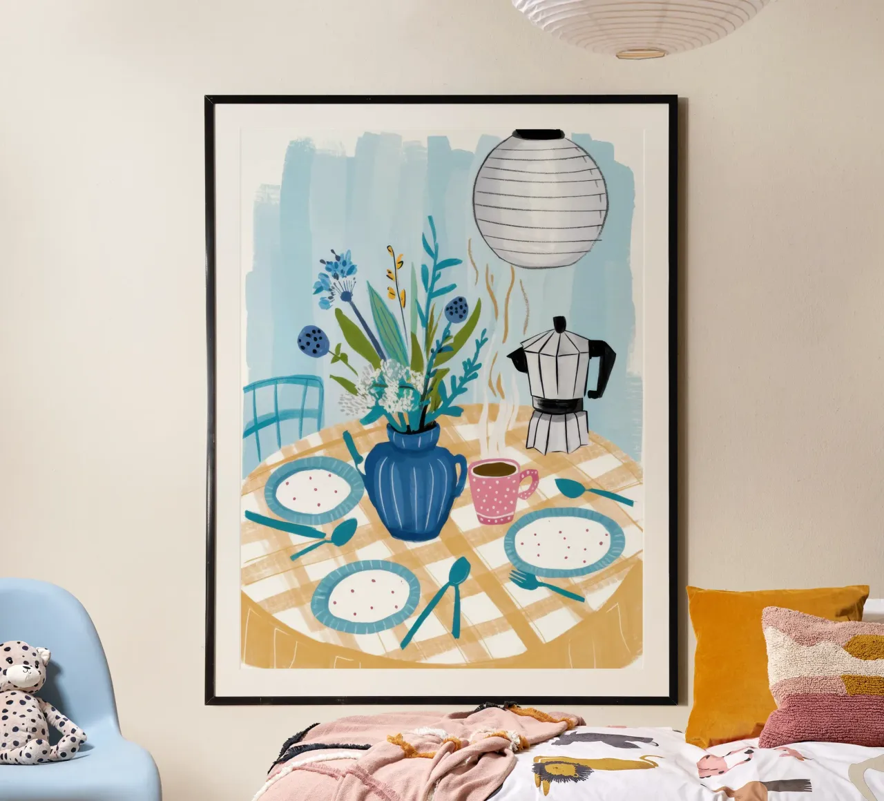 Colazione in riva al lago Serenity poster con telaio in plastica da Astra Mist