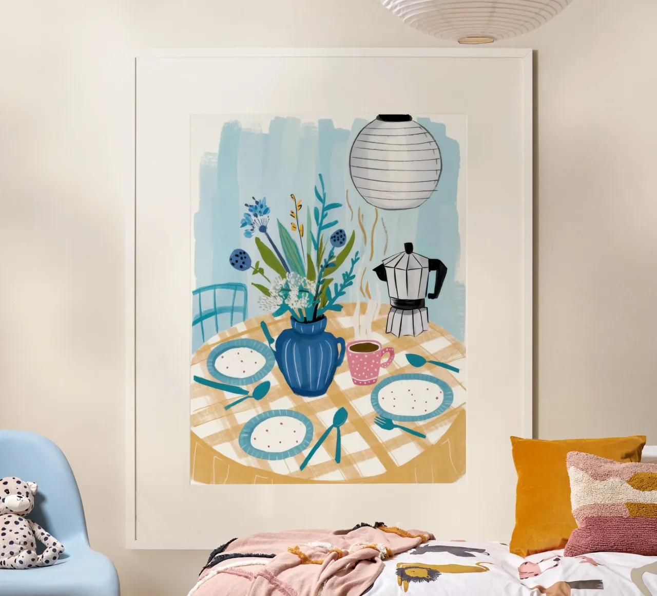 Colazione in riva al lago Serenity poster con telaio in plastica da Astra Mist